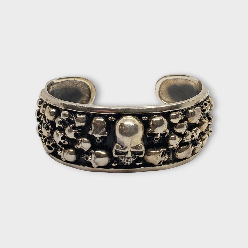 Handmade Skulls .925 silver bracelet biker rock and roll Size ONE SIZE - 2 Thumbnail