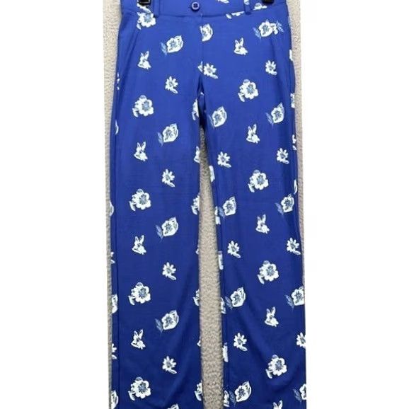 Vintage VINTAGE? No. Betabrand Pants Womens Small Petite Blue Floral Print Nylon Blend Yoga Dress Pants Casual Womens (adapted) Size 28" / US 6 / IT 42 - 2 Thumbnail