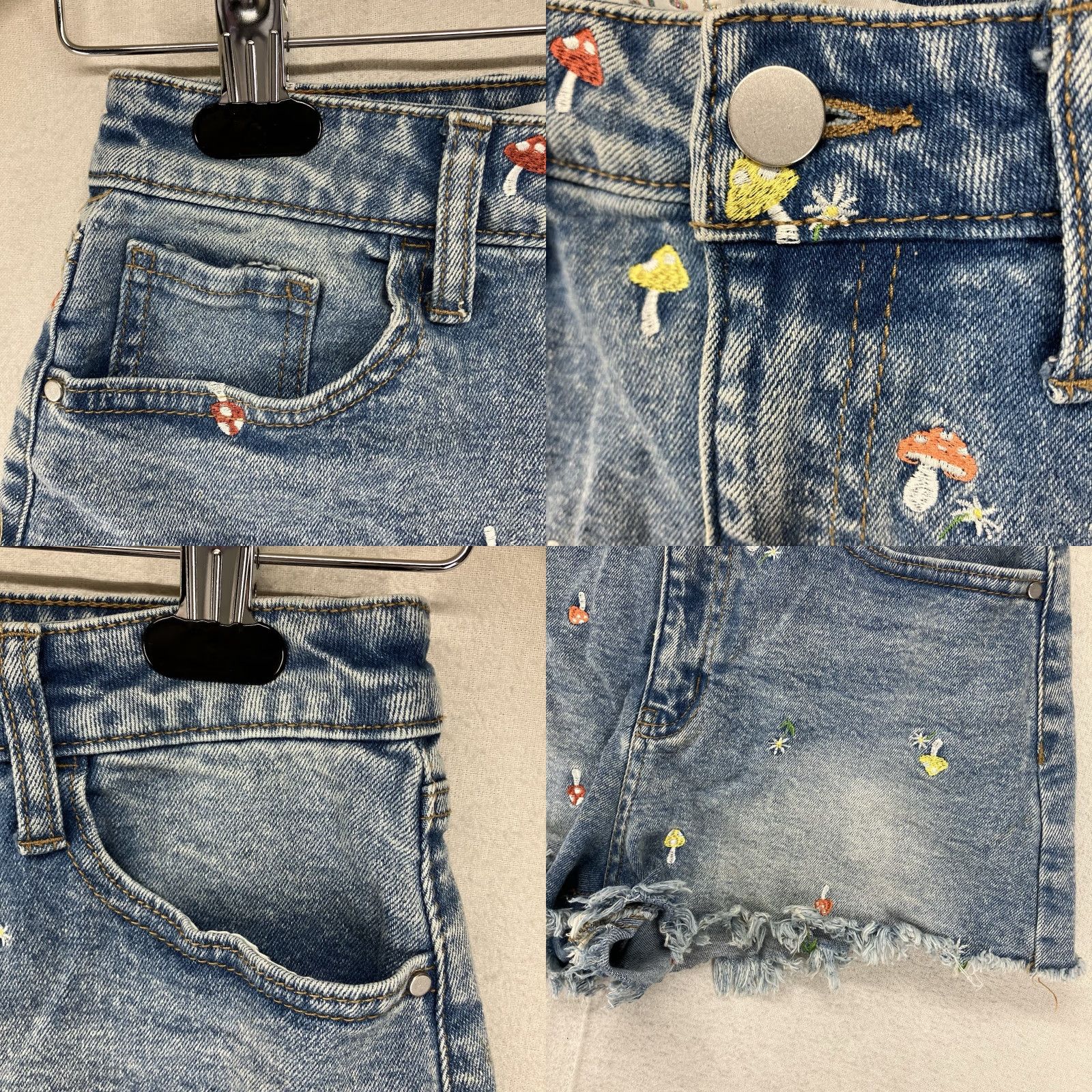 Vintage VINTAGE Tinseltown Juniors High Rise Denim Shorts 5 Embroidered Mushrooms Y2K Festival Womens Size 27" / US 4 / IT 40 - 8 Thumbnail