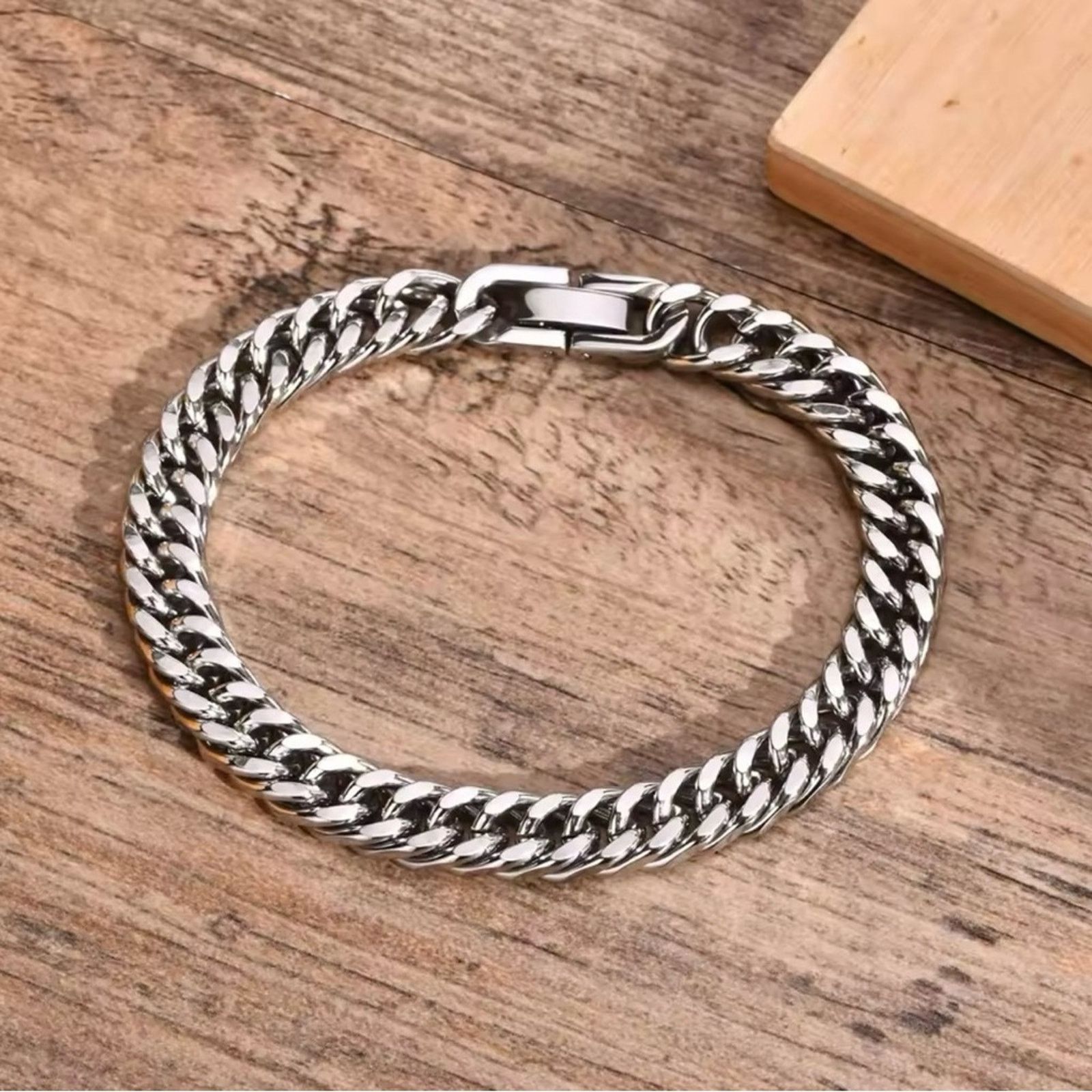 Other Men's Stainless Steel Link Chain Miami Bracelets Male 8.27” Size ONE SIZE - 5 Thumbnail
