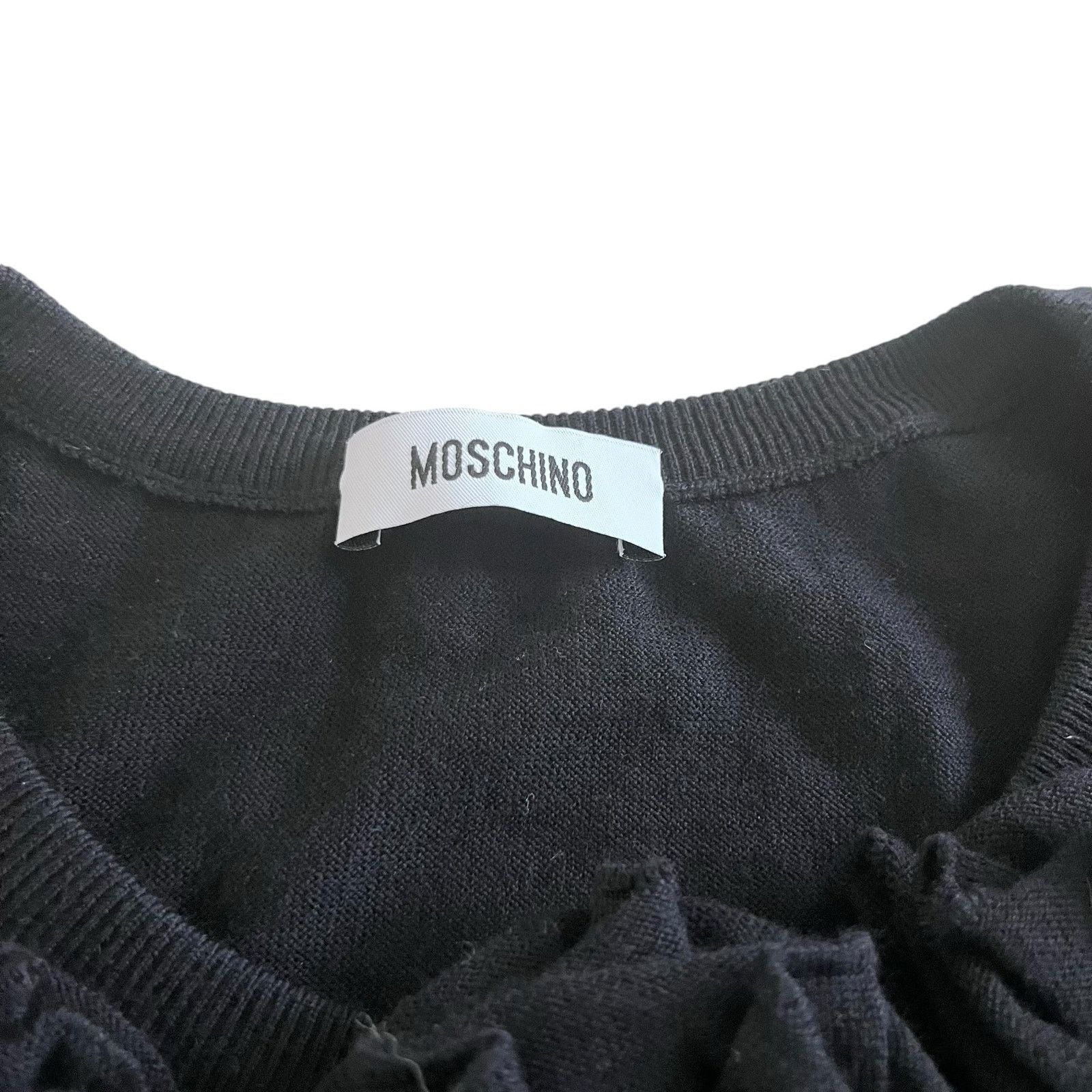 Moschino Moschino Black Virgin Wool Rosette Long Sleeve Sweater Size S / US 4 / IT 40 - 3 Thumbnail