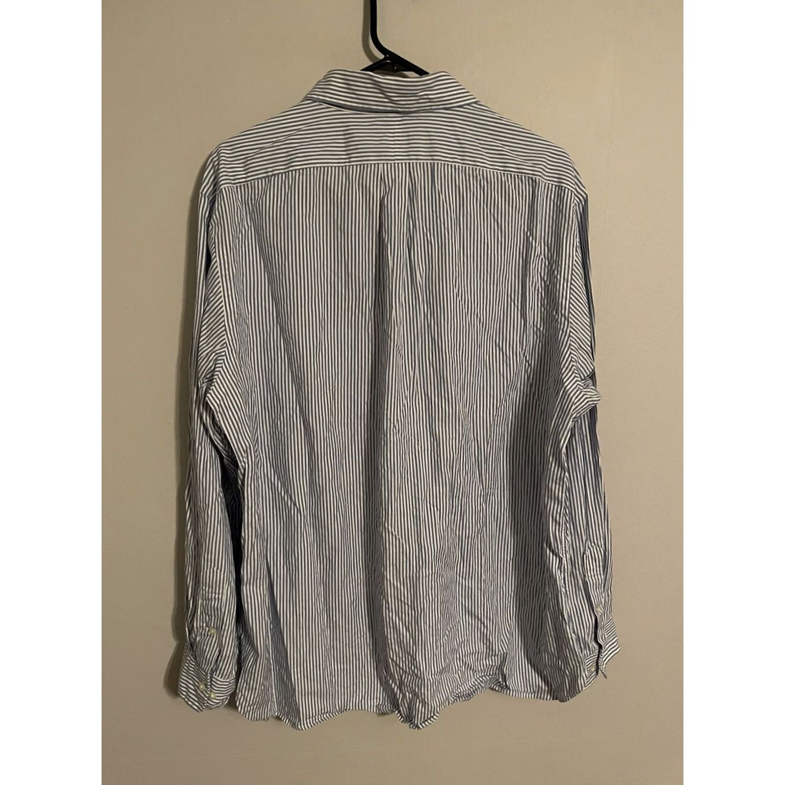 Polo Ralph Lauren Polo Ralph Lauren Blue Striped L/S Button Up Dress Shirt Mens 18 36-37 Blue White Stripes Shirt Button-Down Collar, 100% cotton, Regular fit Size 48R - 4 Thumbnail
