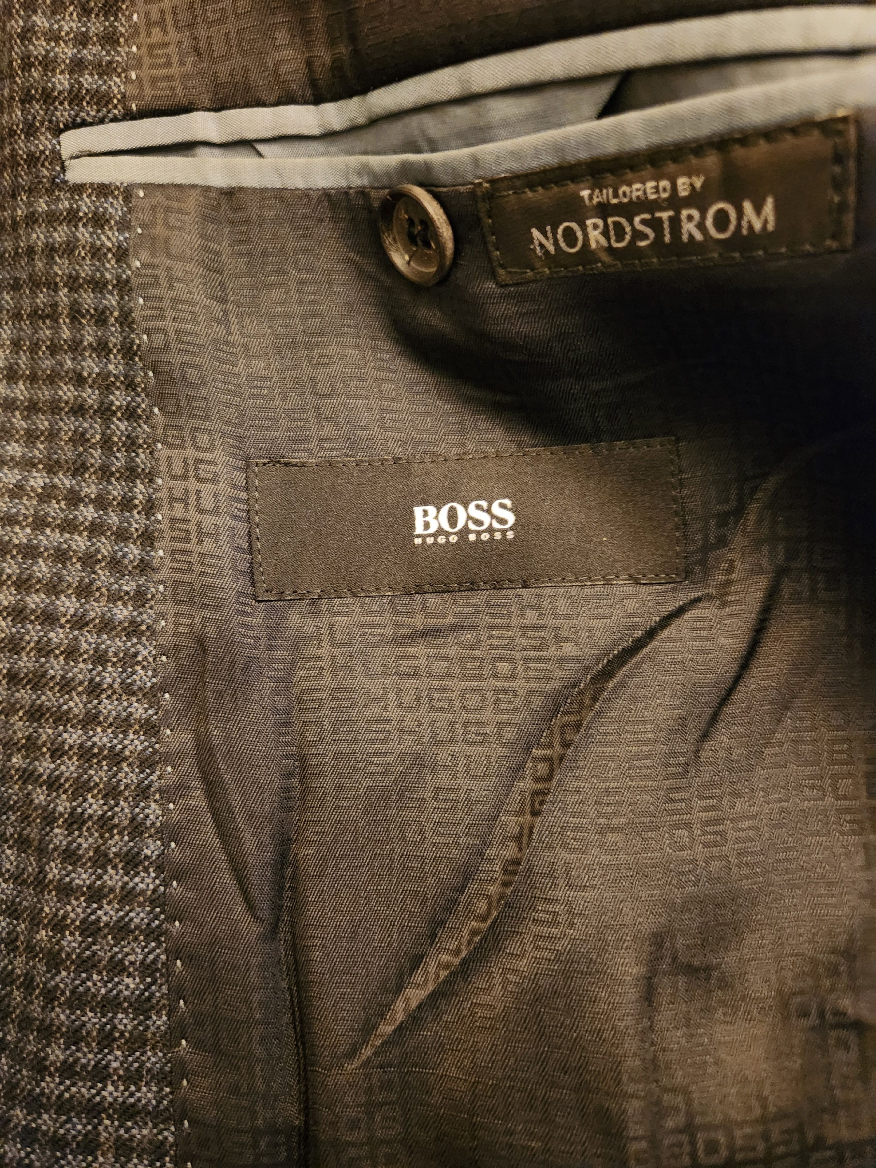 Hugo Boss Pasini Men's 100% Wool Black & Blue Check 2 Button Blazer Size 44L - 4 Thumbnail