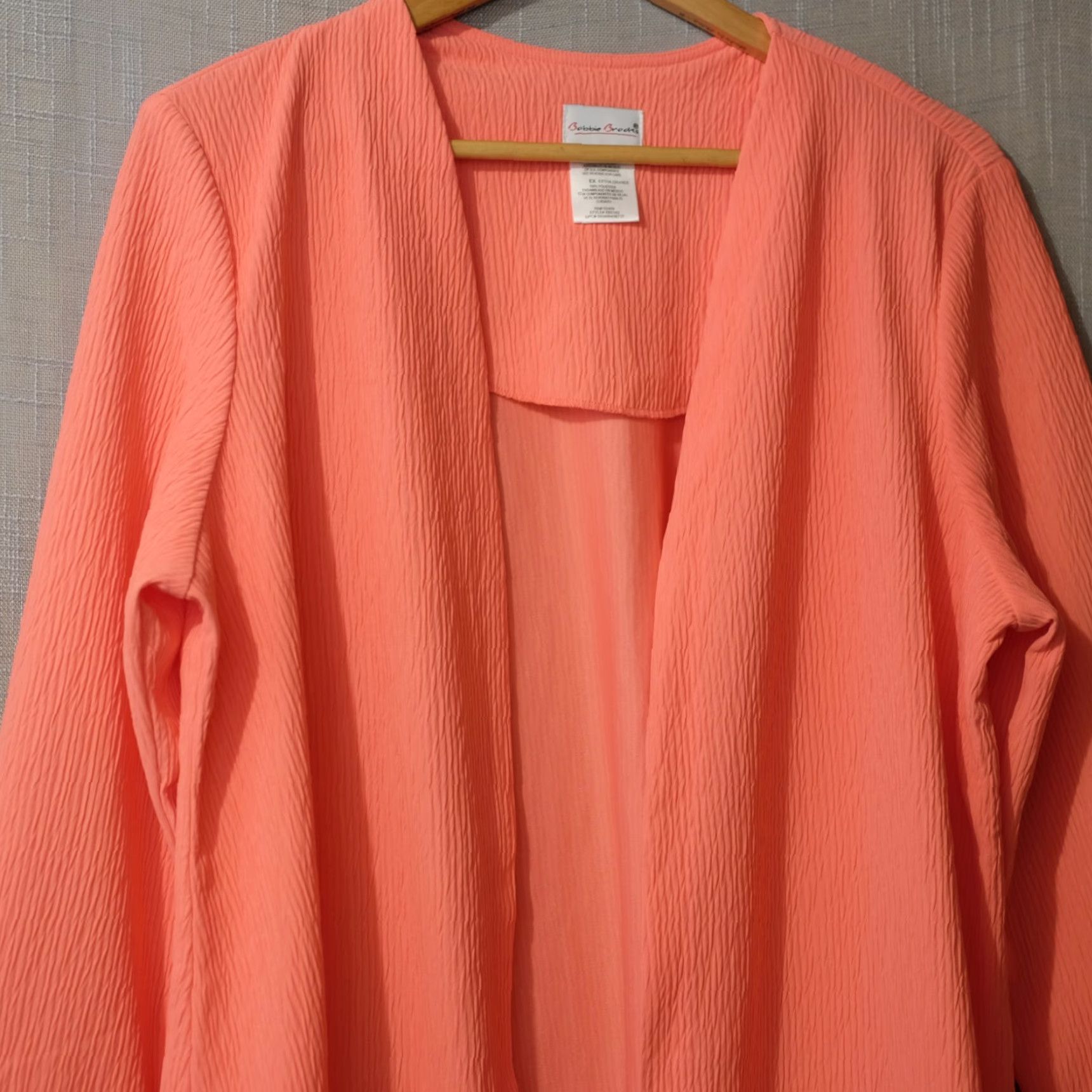 Vintage EUC Bobbie Brooks Crinkle Open Front Cardigan Orange Women's XL Cardigan Casual Office Wear brighter? Size XL / US 12-14 / IT 48-50 - 2 Thumbnail