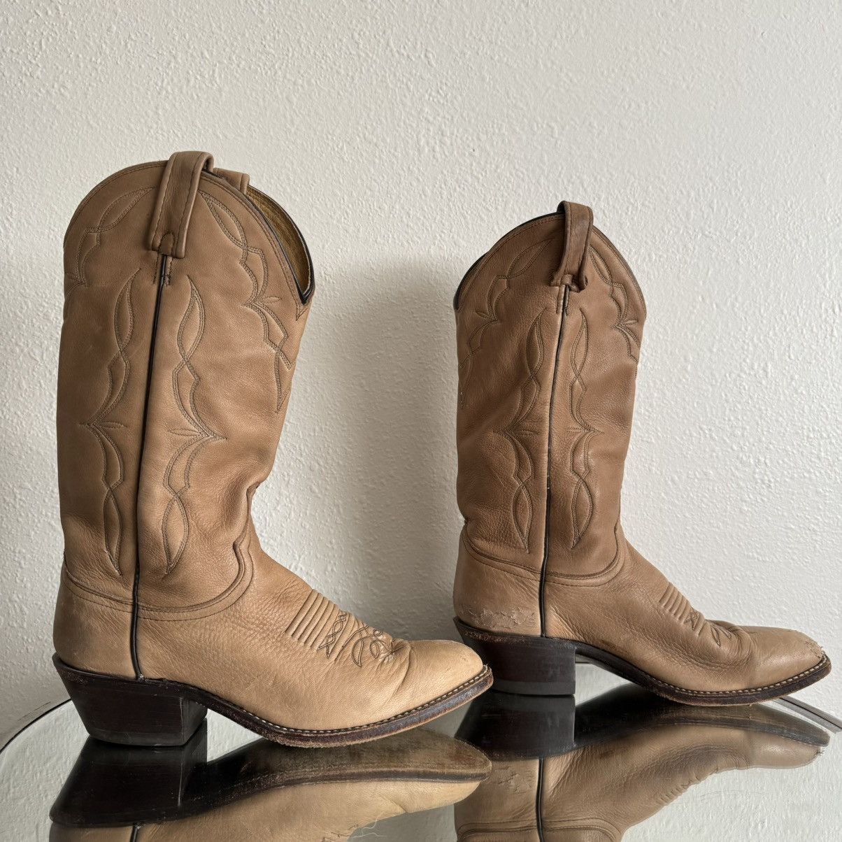 Dan Post DAN POST Vintage Tan Leather Western Rancher Cowboy Boots Size US 8 / EU 41 - 2 Thumbnail