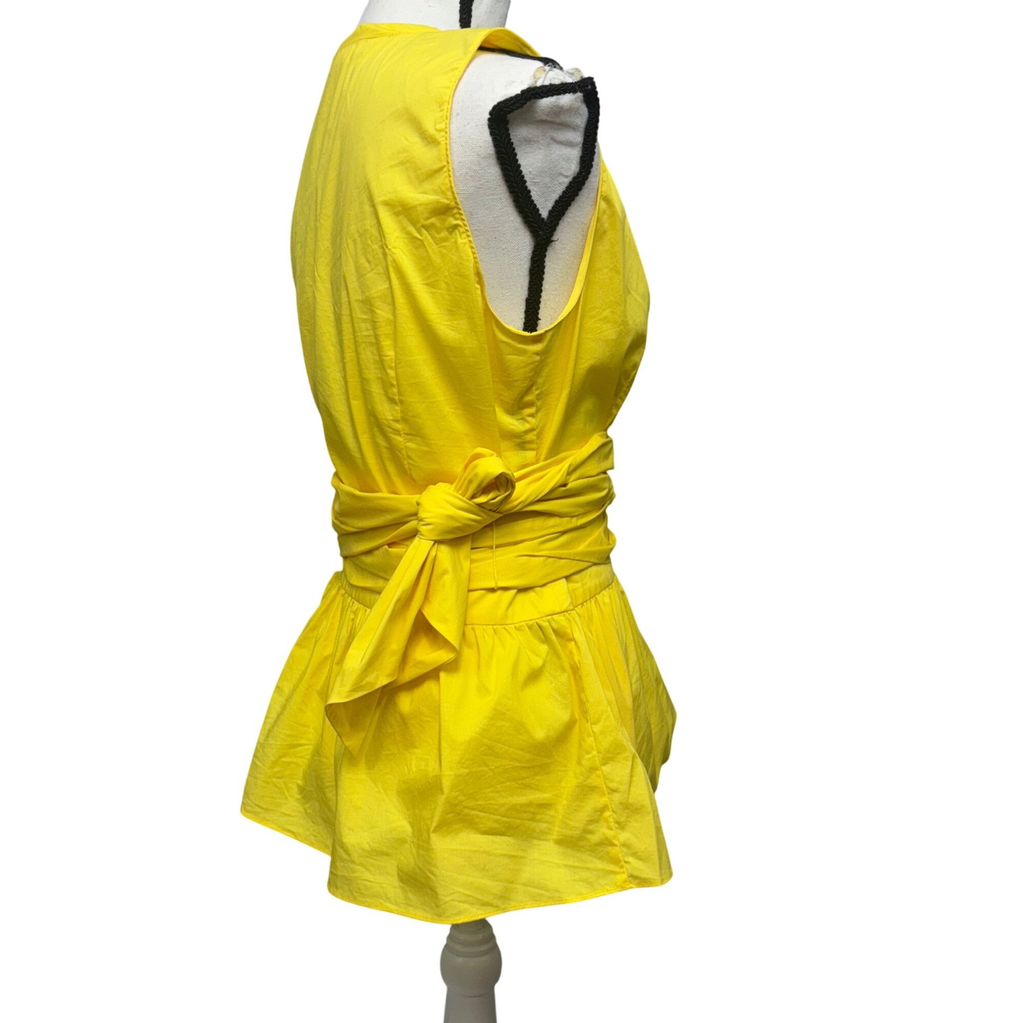 1901 1901 Surplice Wrap Peplum Sleeveless Blouse in Yellow, Sz. Size XL / US 12-14 / IT 48-50 - 3 Thumbnail