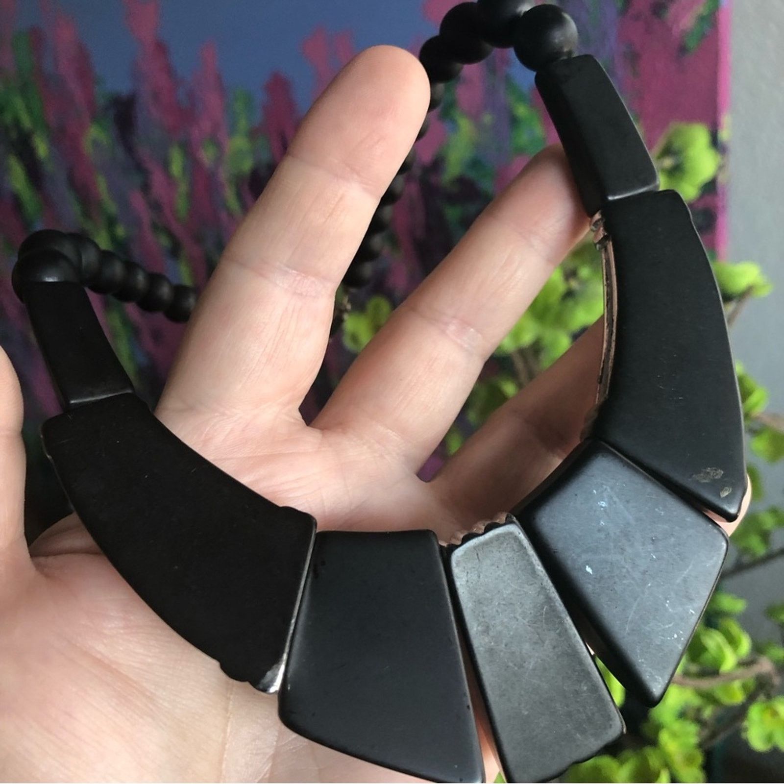 Vintage Vintage 80s bold black and silver statement necklace Size ONE SIZE - 10 Thumbnail