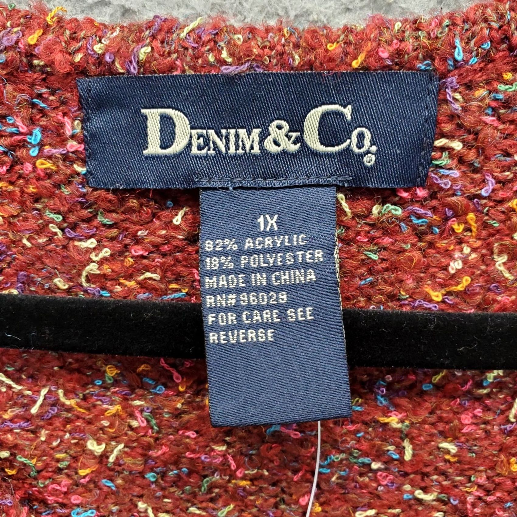 Denim & Co. Denim & Co. Sweater Womens 1X Multicolor Confetti Marled Knit Acrylic V-Neck Pullover Shirt Womens 1X Multicolor Confetti Knit Pullover Size XL / US 12-14 / IT 48-50 - 5 Thumbnail