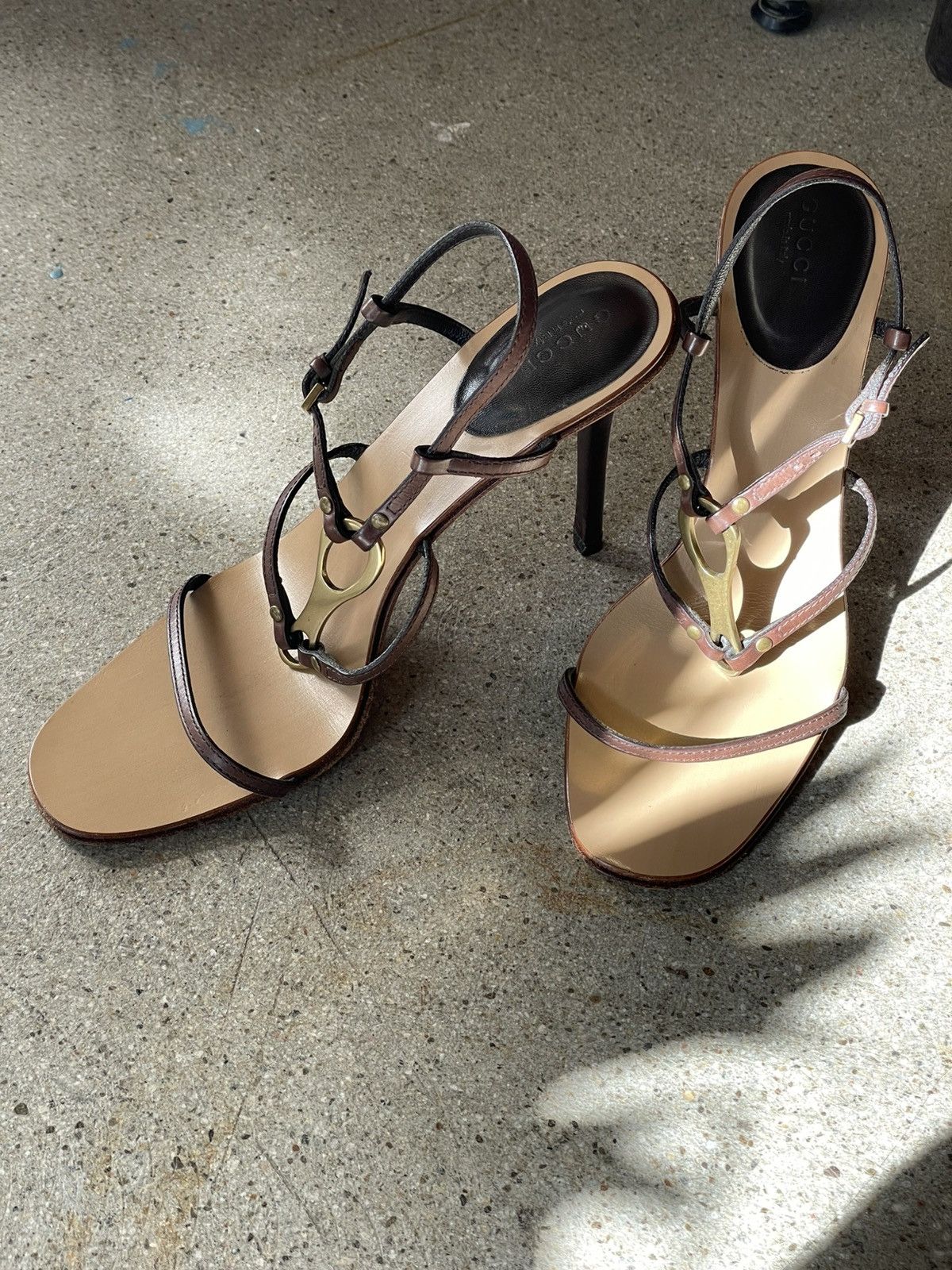 Gucci Gucci by tom ford gold horsebit strappy heels Size US 9.5 / IT 39.5 - 1 Thumbnail