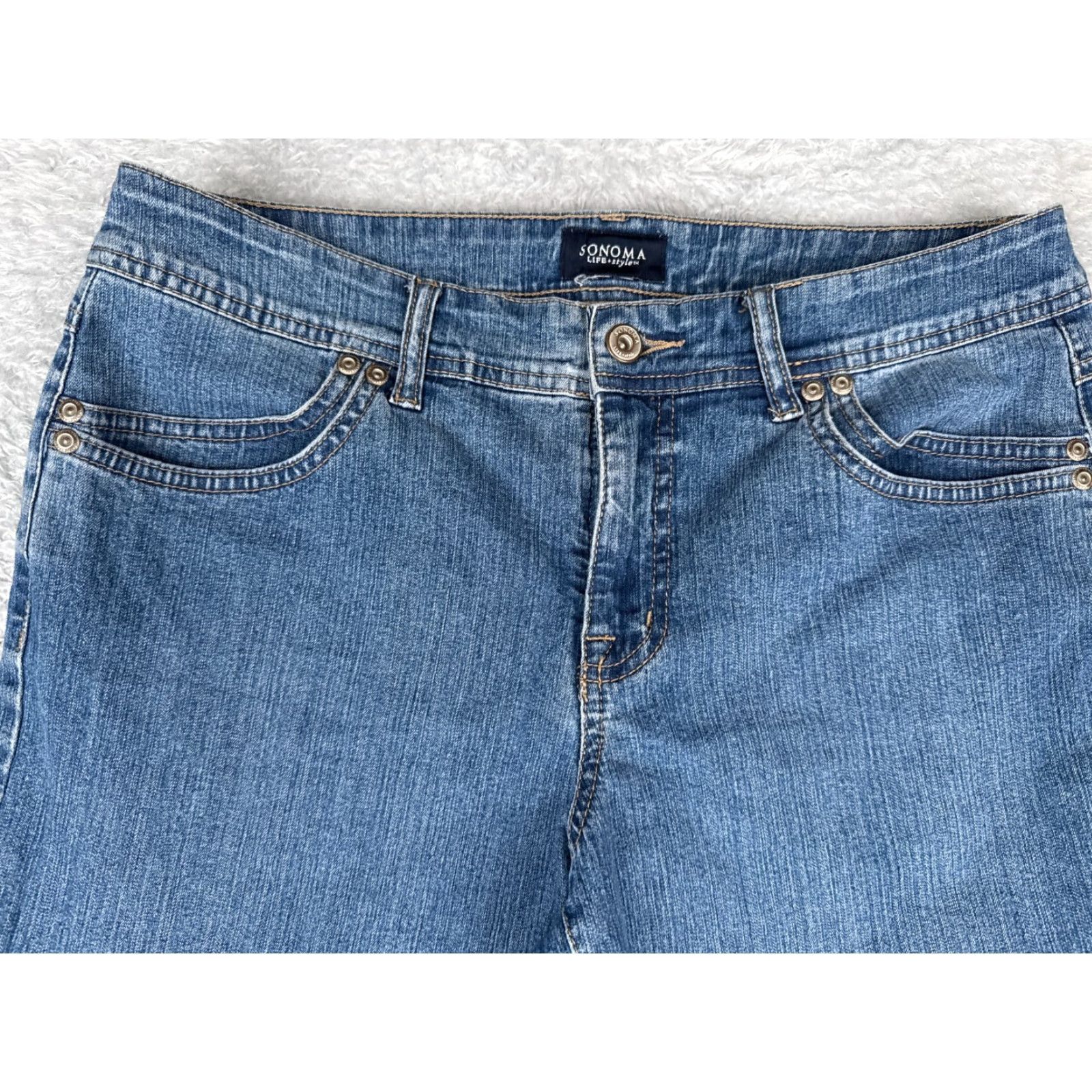 Denime Sonoma Jeans Womens 8 Blue Denim Capri Mid Rise Cotton 30x20 LIFE+Style Size 30" / US 8 / IT 44 - 4 Thumbnail