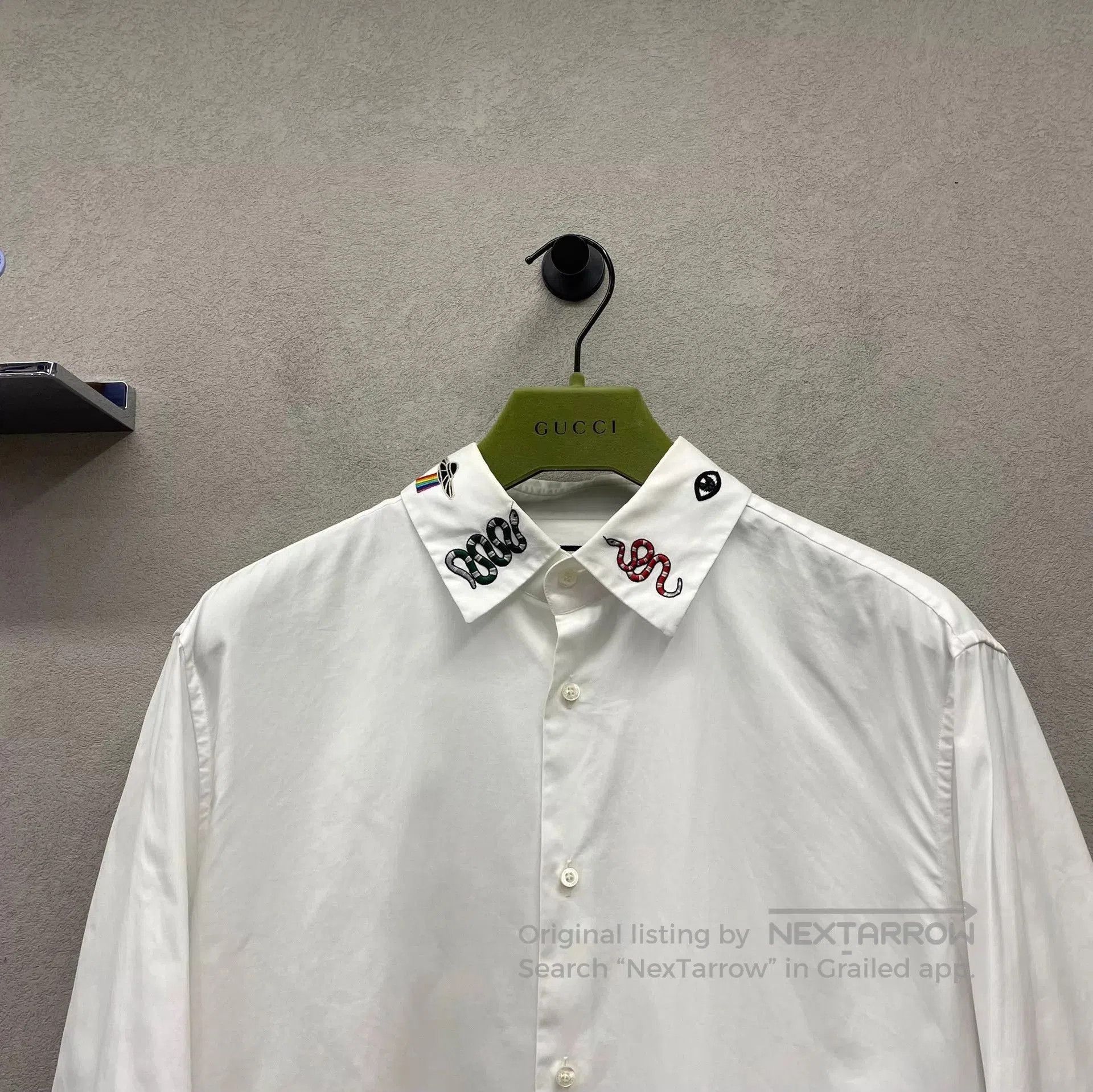 Gucci White Embroidered Collar Long Sleeve Button. Size US XL / EU 56 / 4 - 4 Thumbnail