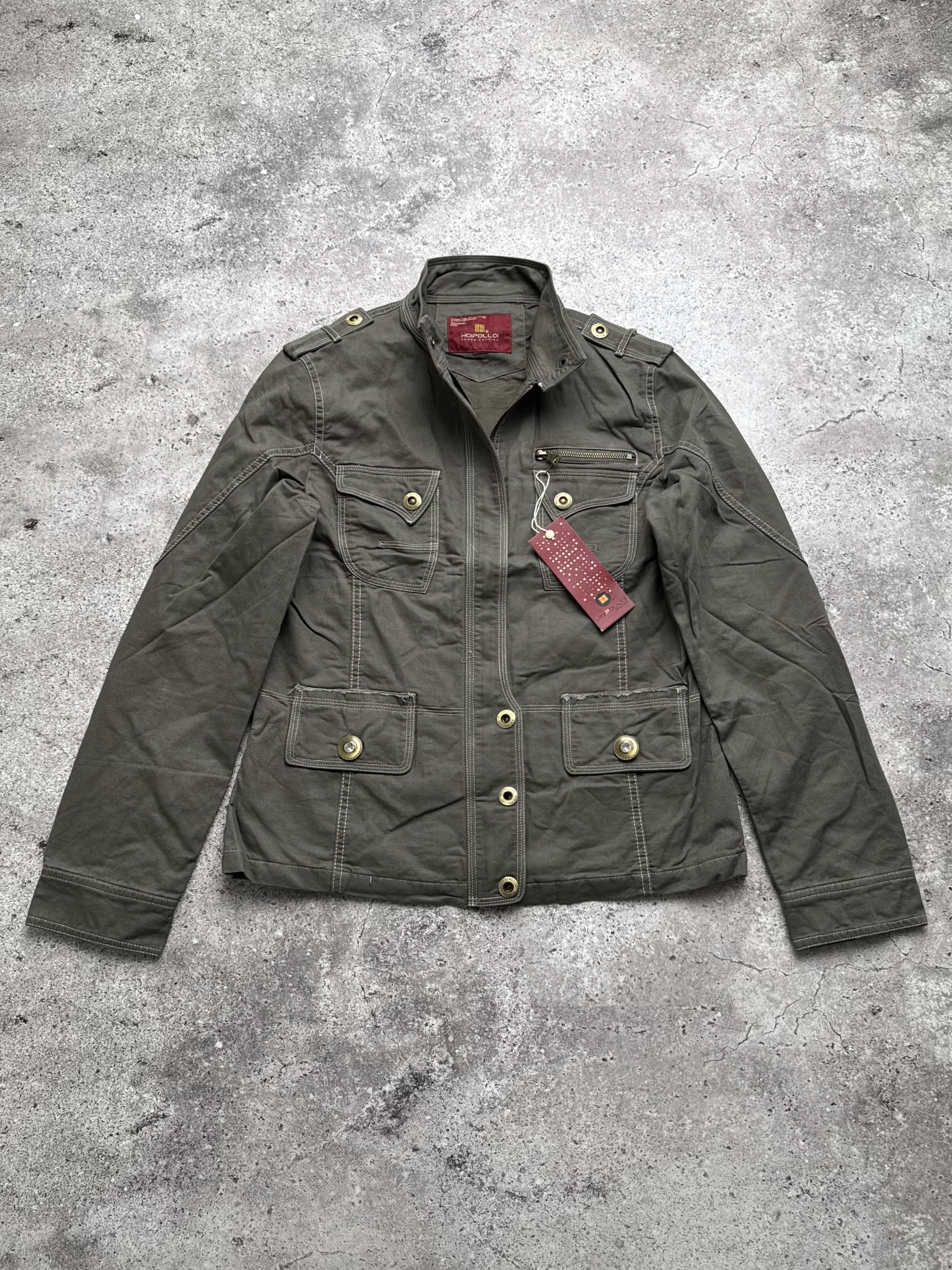 Vintage Vintage Khaki Utility Military Jacket Cotton Zip Button Coat Size S / US 4 / IT 40 - 1 Thumbnail