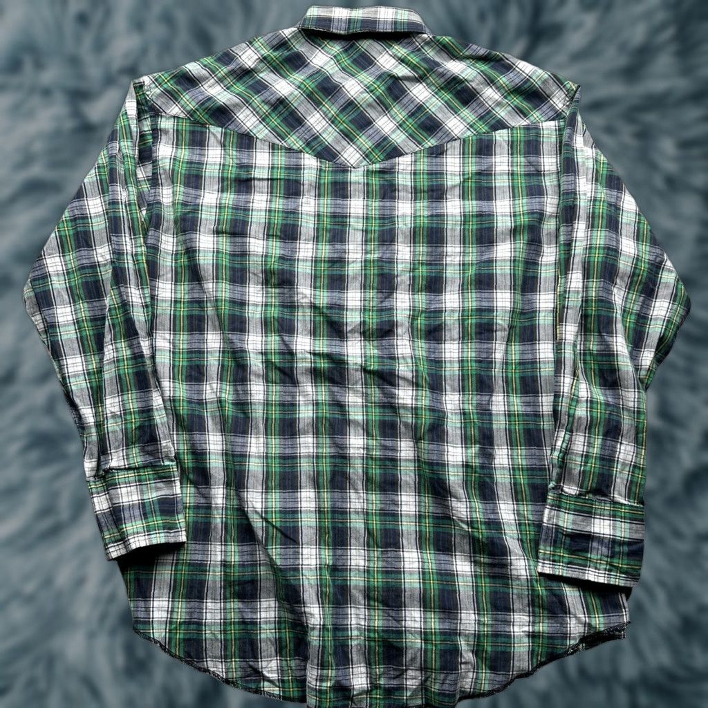 Wrangler Wrangler Shirt Plaid Green Pearl Snap X-Long Tail 16.5 34 Large Mens Green Pockets VINTAGE? Size US S / EU 44-46 / 1 - 1 Thumbnail