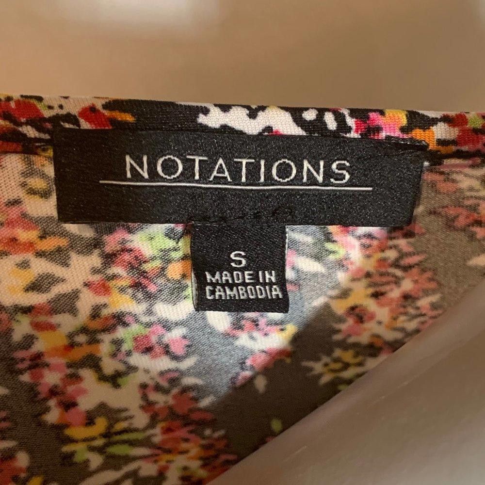 Industry of All Nations Notations Black Floral Peplum Short Sleeve Top, S Size S / US 4 / IT 40 - 7 Thumbnail