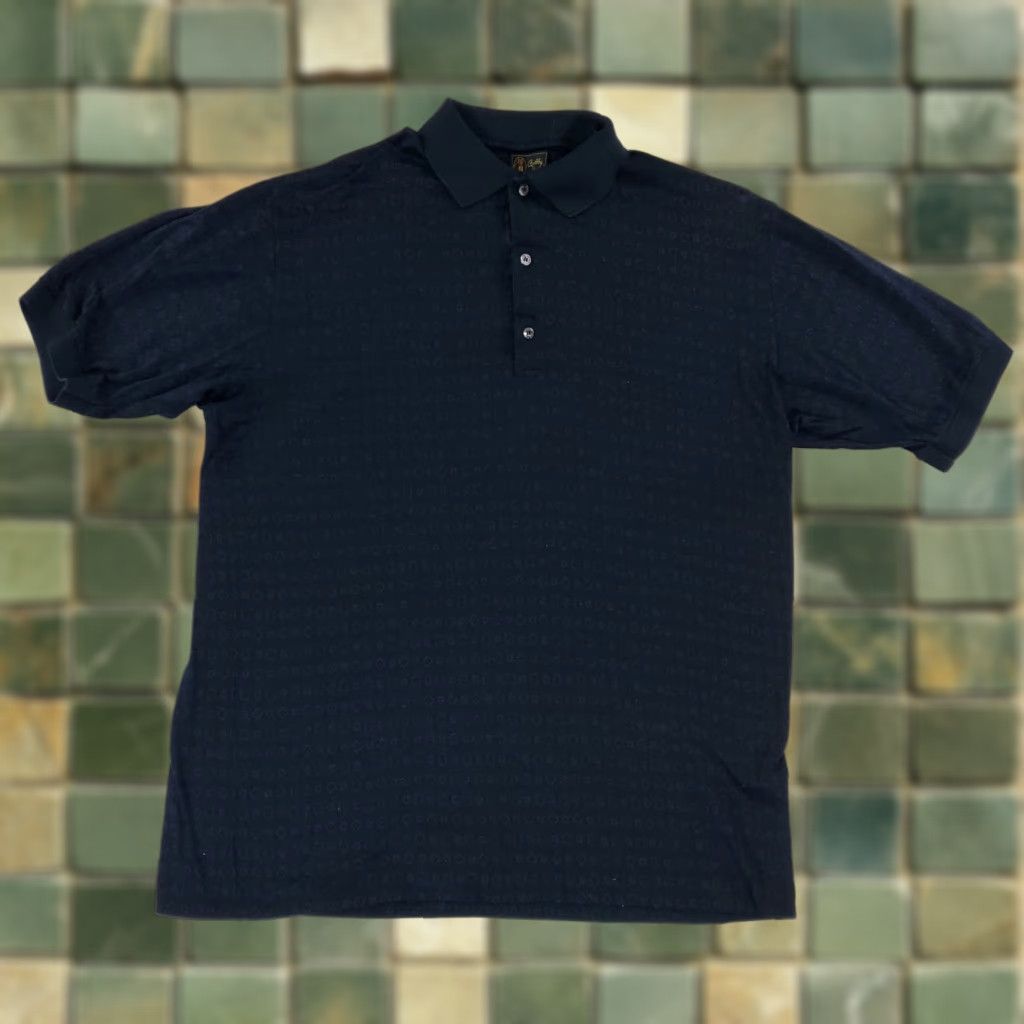 Vintage Bobby Jones Polo Shirt Blue Green Patterned Made in Italy Short Sleeve Mens L Size US L / EU 52-54 / 3 - 1 Thumbnail