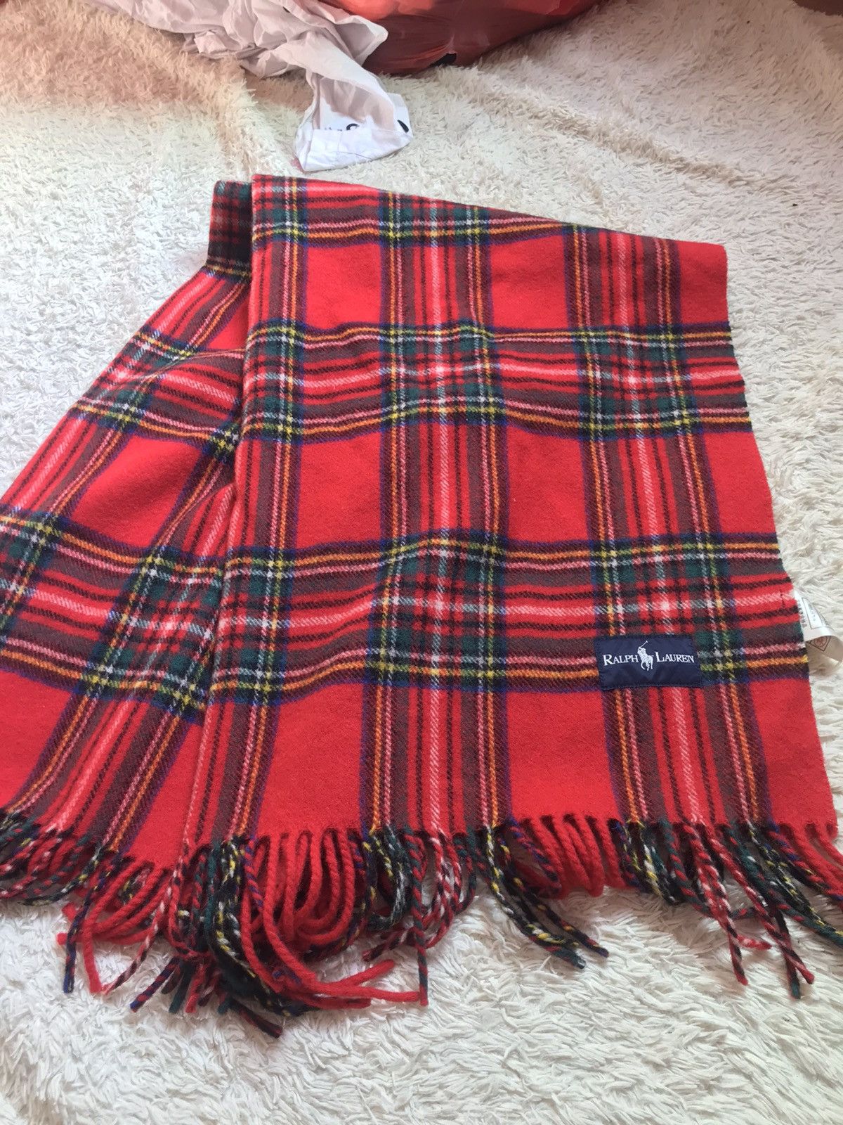 Polo Ralph Lauren × Vintage ‼️VINTAGE SCARF RALPH LAUREN WOOL TARTAN PATTERN‼️ Size ONE SIZE - 7 Thumbnail