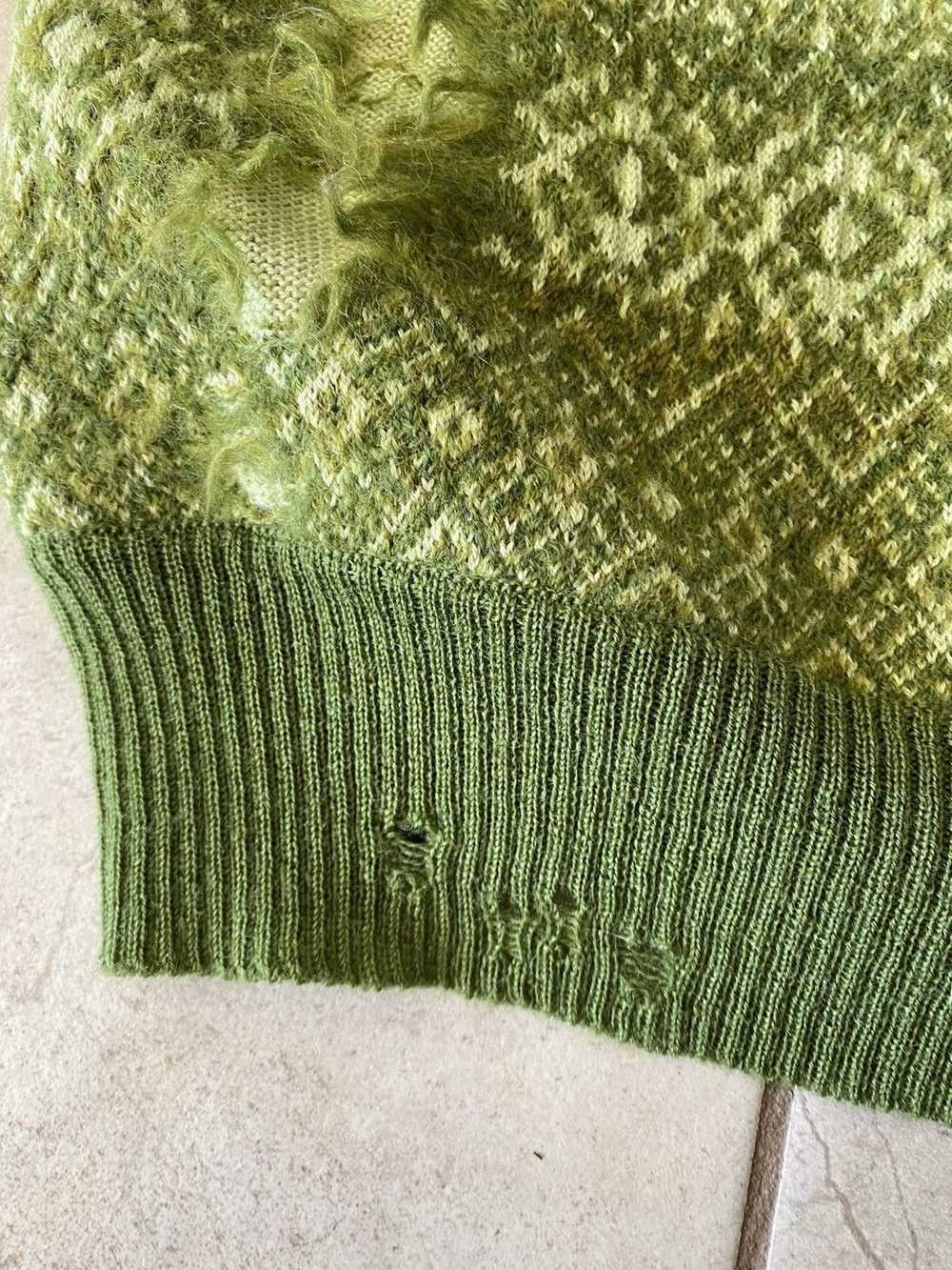 Maison Margiela o1tko10526 Distressed Jacquard Knit Vest in Khaki Size XS / US 0-2 / IT 36-38 - 3 Thumbnail