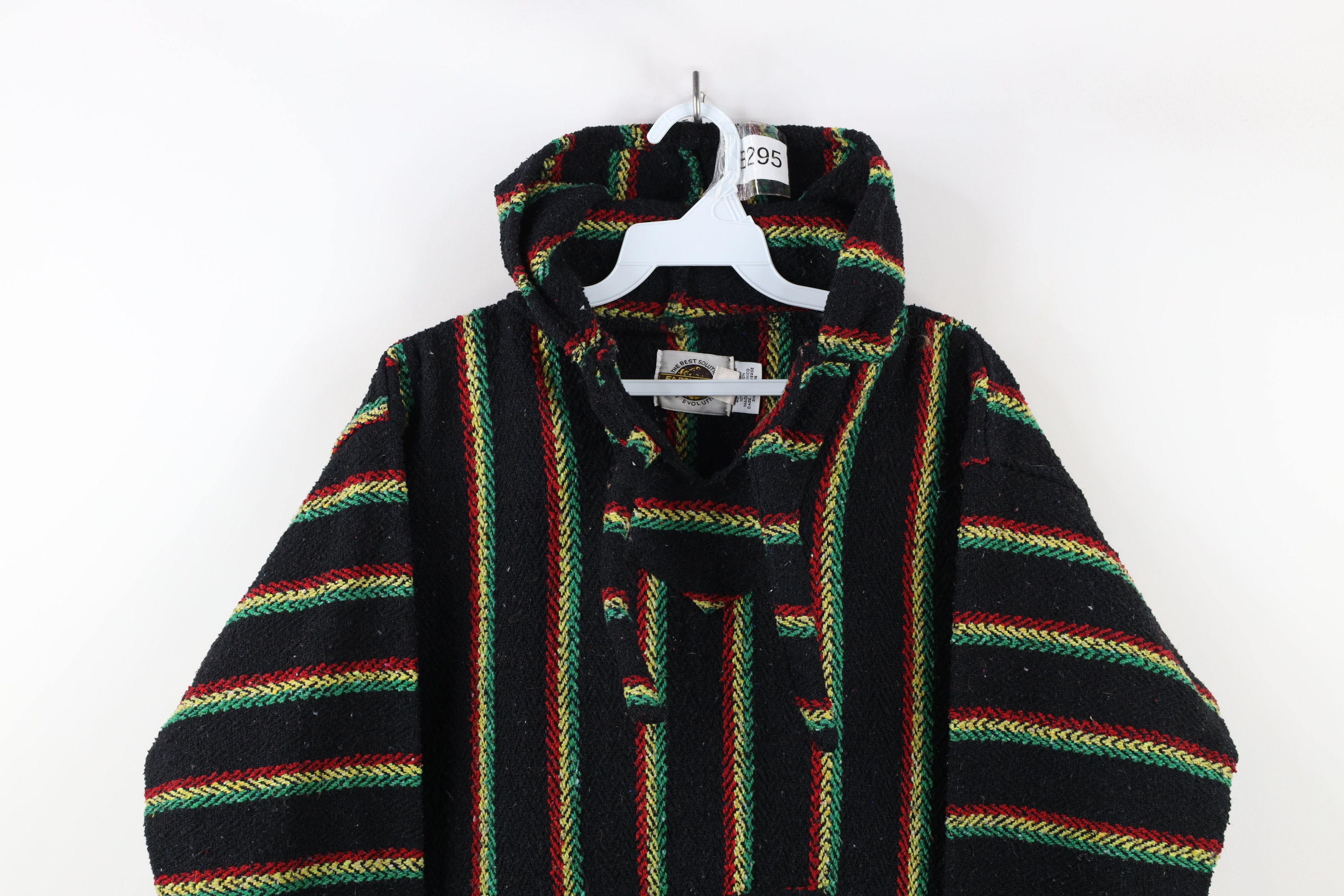 Vintage Vintage 90s Y2K Streetwear Striped Knit Drug Rug Hoodie Size US S / EU 44-46 / 1 - 2 Thumbnail