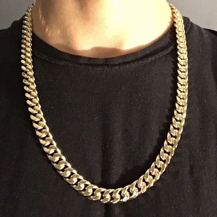 Jewelry Gold Chain Cuban Necklace 24in 10mm Size ONE SIZE - 1 Thumbnail