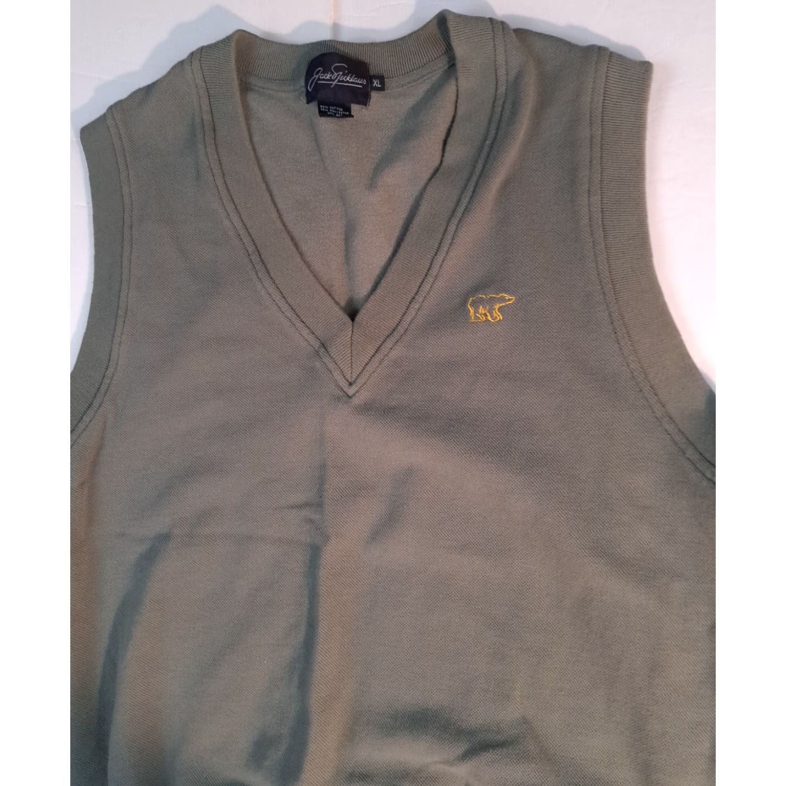 X-LARGE Jack Nicklaus Bear Logo Golf Sweater Vest Vest XL Tan Brown Fleece V-Neck Men 1980s Size XL Golf All Seasons Logo Pattern Solid Size US XL / EU 56 / 4 - 4 Thumbnail
