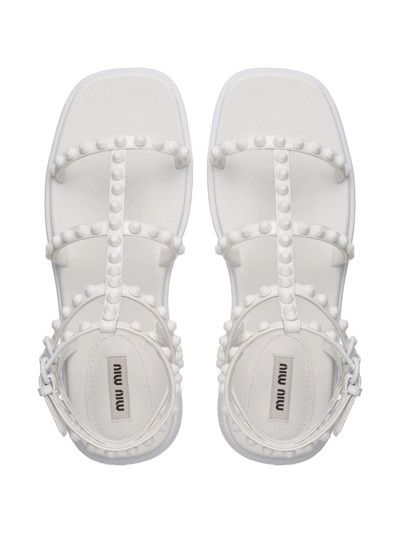 Miu Miu o1la1rc1a0724 Flat Sandals in White Size US 9 / IT 39 - 4 Thumbnail