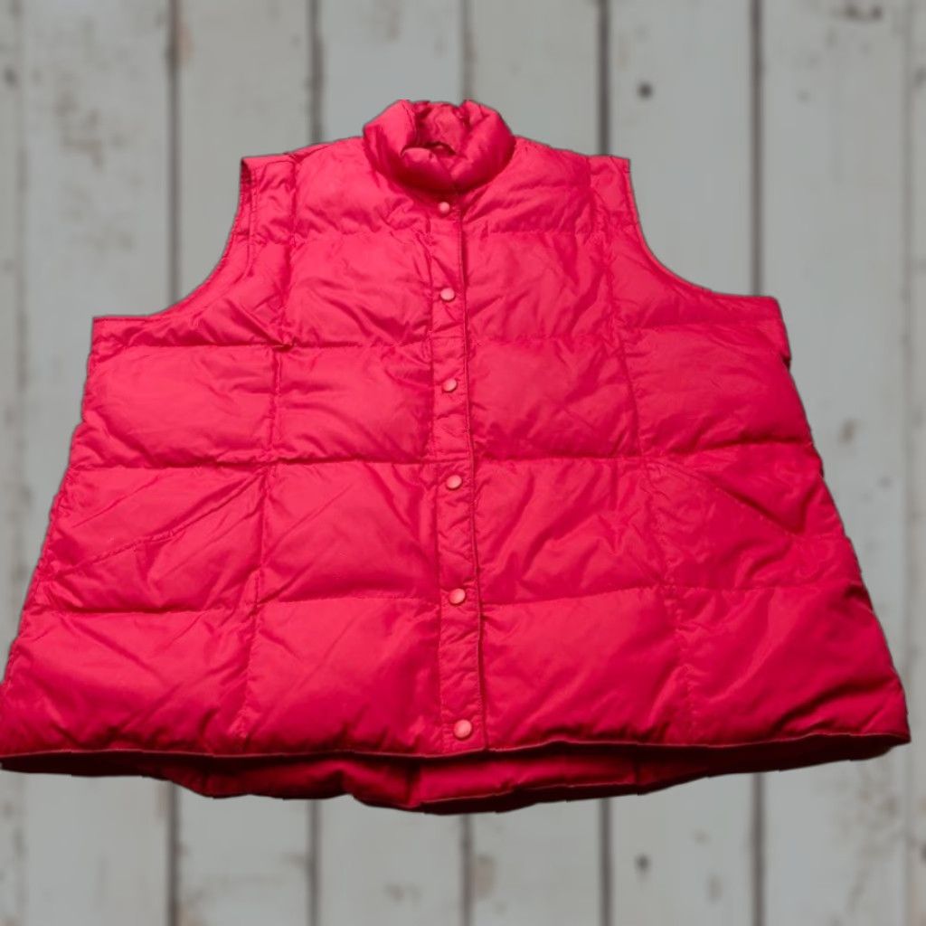 Lands' End Lands End Women's 2X 20w-22w Pink Snap Up Goose Down Quilted Puffer Vest 8186 Size XXL / US 16-18 / IT 52-54 - 1 Thumbnail