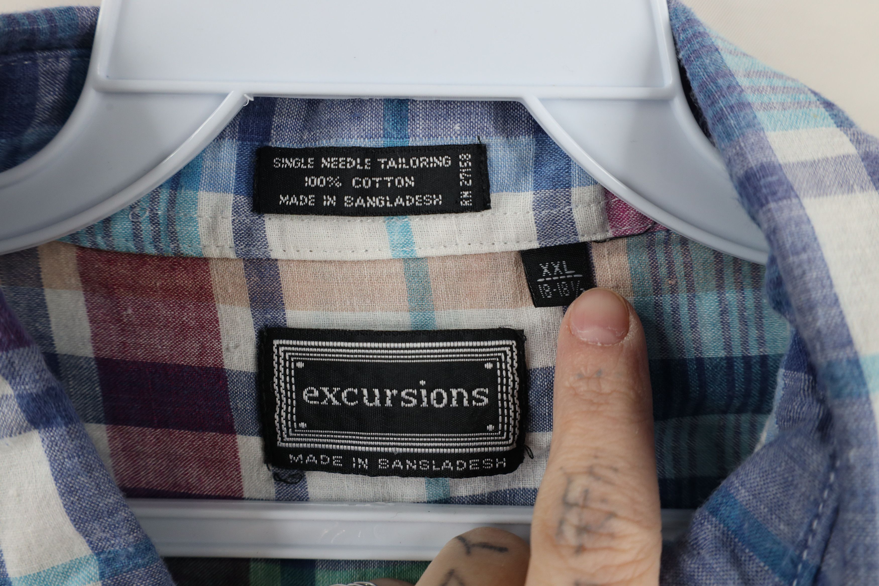 Vintage Vintage 90s Streetwear Needle Madras Plaid Button Down Shirt Size US XXL / EU 58 / 5 - 8 Thumbnail