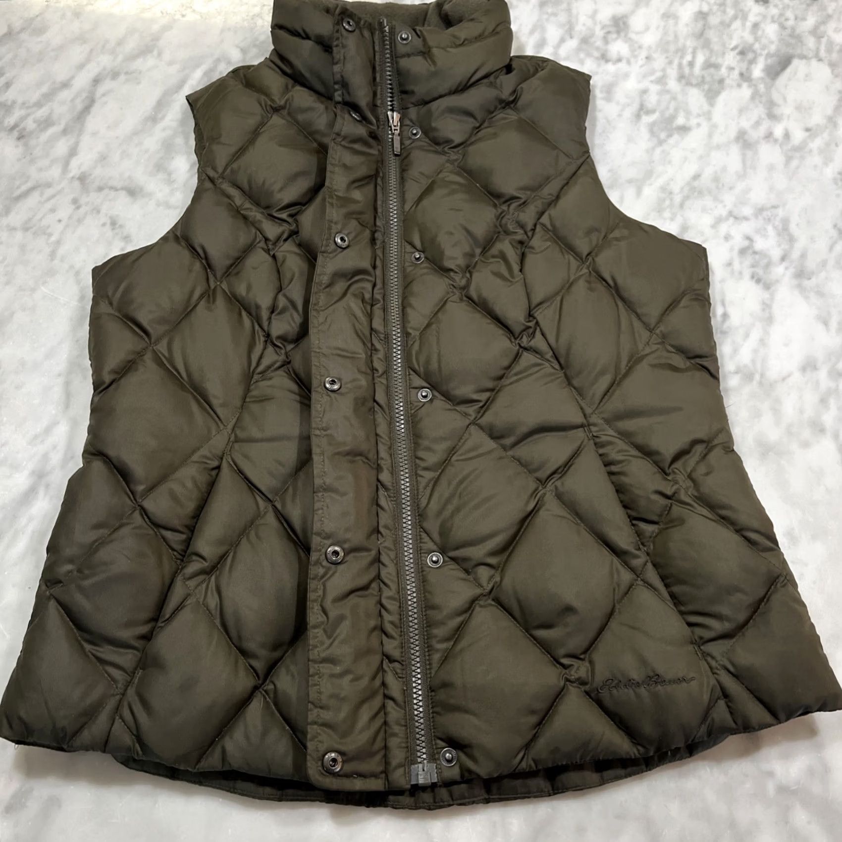 Eddie Bauer Eddie Bauer Vest Womens M Brown Quilted Puffy Goose Down Zipper Snaps Pockets Size M / US 6-8 / IT 42-44 - 5 Thumbnail