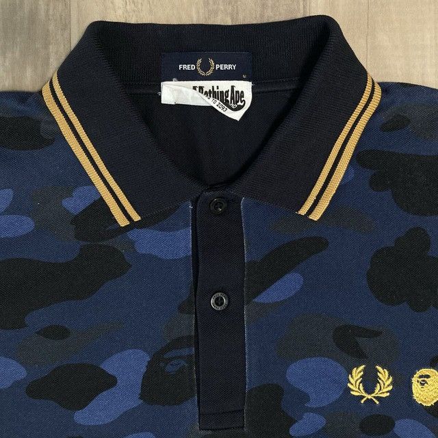 Bape × Fred Perry BAPE × FRED PERRY Polo Shirt blue camo a bathing ape Size US M / EU 48-50 / 2 - 4 Thumbnail