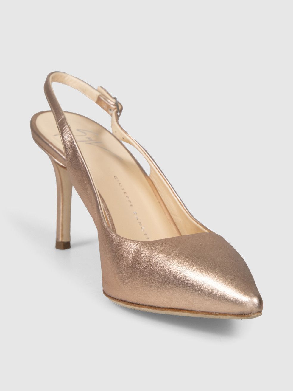 Giuseppe Zanotti Rose Gold Leather Sling Back Heels Size US 6.5 / IT 36.5 - 1 Thumbnail