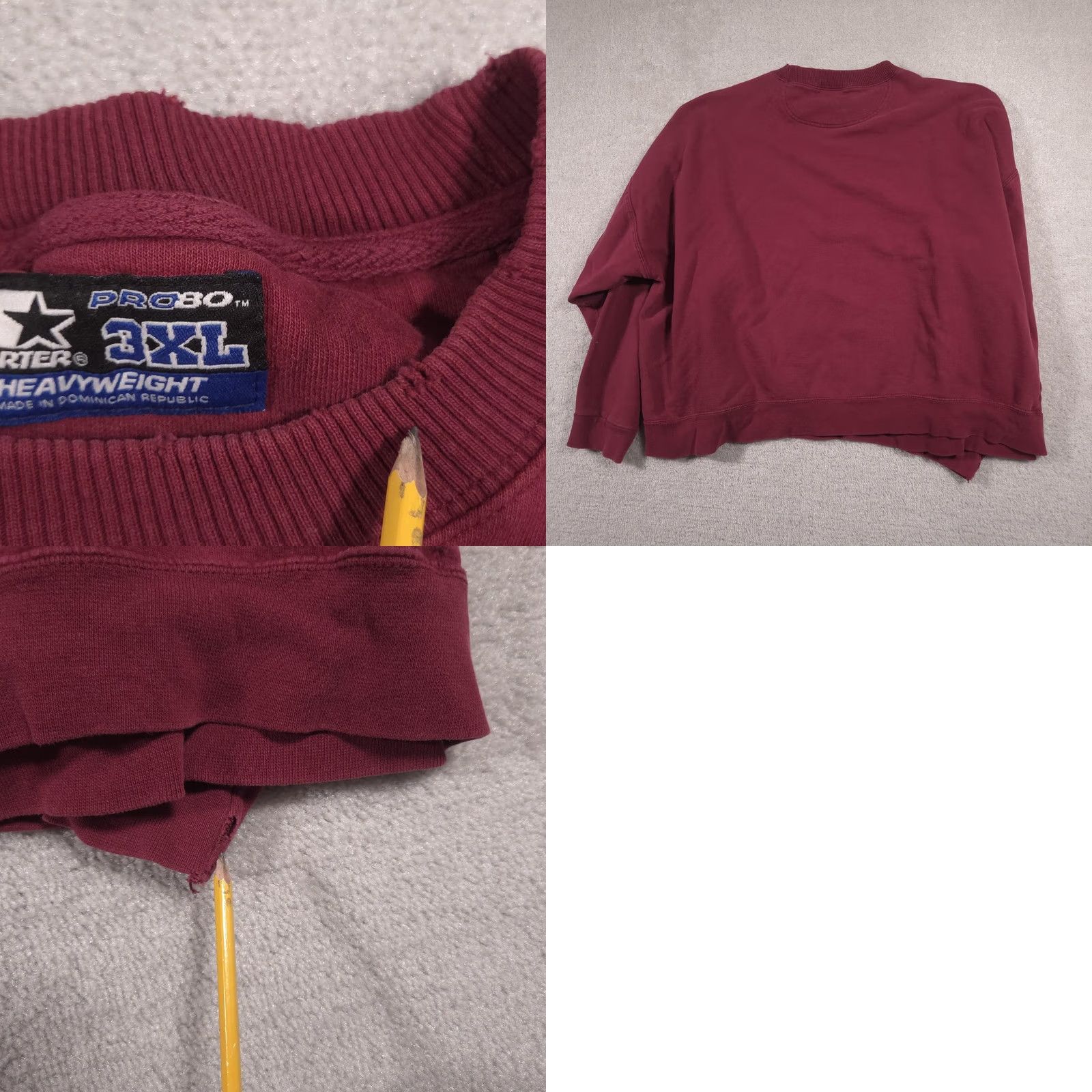 Starter Starter Sweatshirt Mens 3XL Red Heavyweight Crewneck Pullover Fleece Embroidered Size US XXL / EU 58 / 5 - 10 Thumbnail