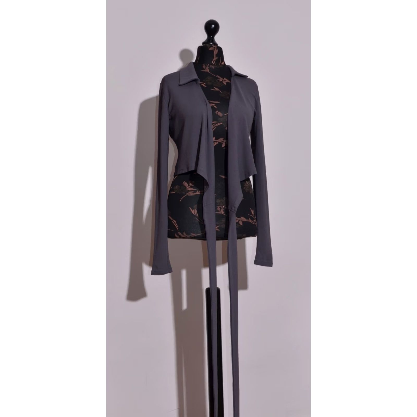 Sarah Pacini Sarah Pacini Wrap Shirt Grey Long Sleeve Collared Size S Womens Size S / US 4 / IT 40 - 5 Thumbnail