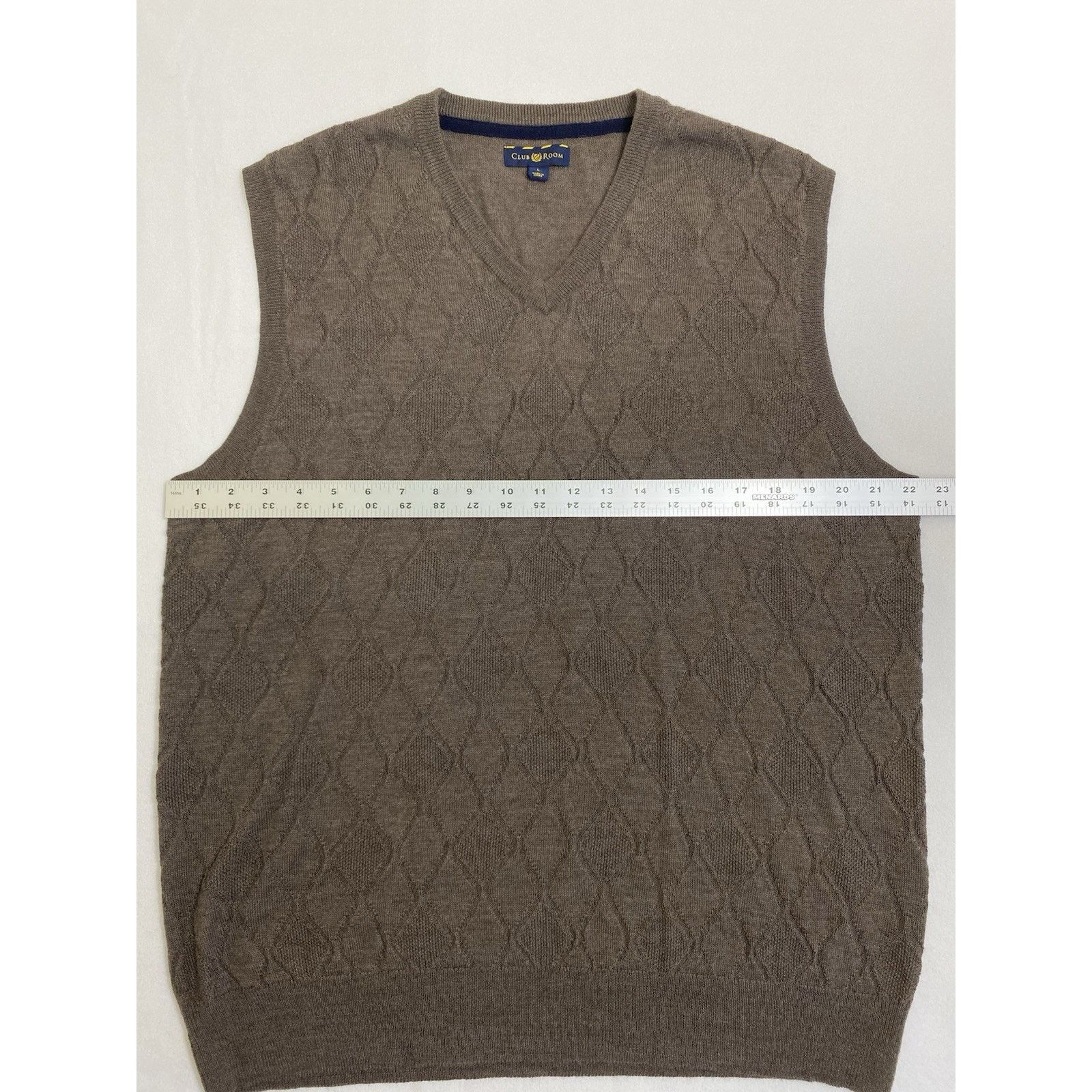 Club Room Brown Merino Wool Blend Argyle Diamond Sweater Vest Mens L Size US L / EU 52-54 / 3 - 6 Thumbnail