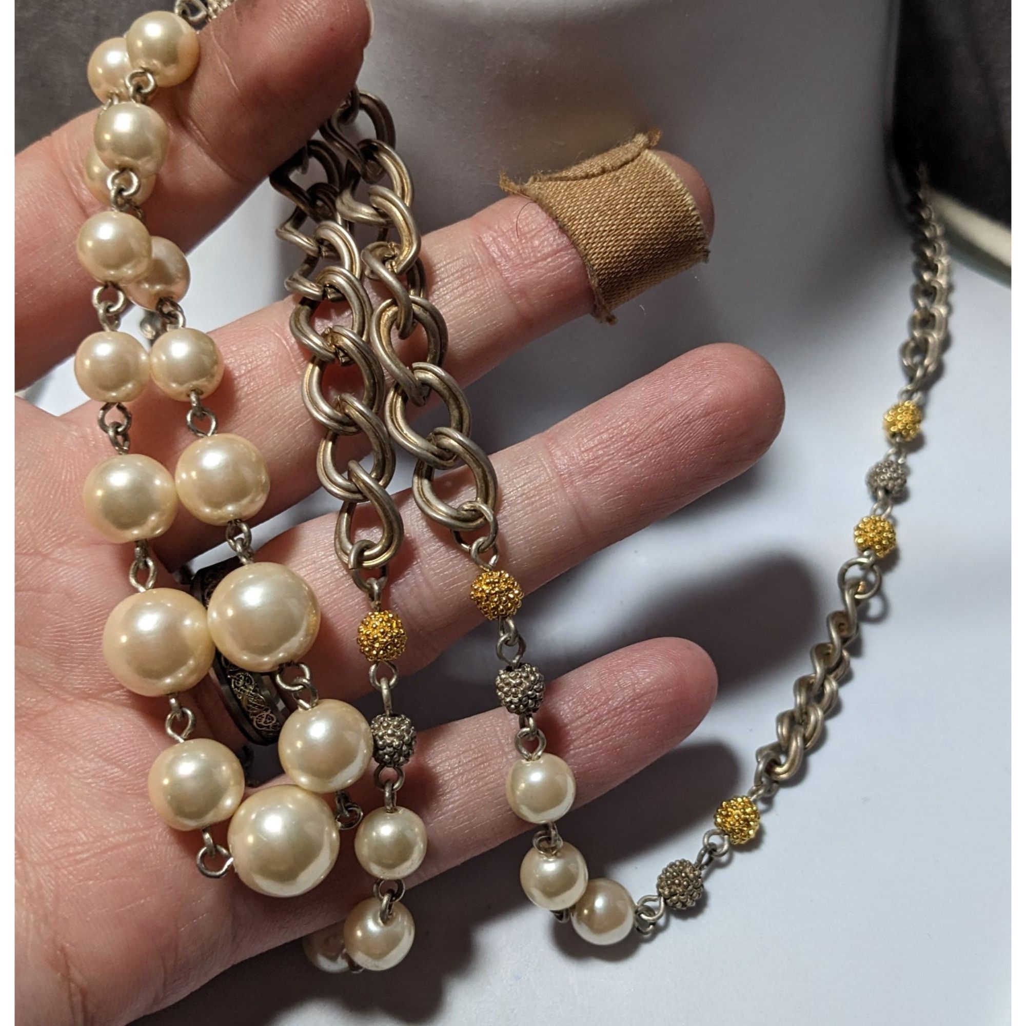 Other Vintage 80s Liz Claiborne Faux Pearl Multi Tone Metallic Nec Size ONE SIZE - 5 Thumbnail