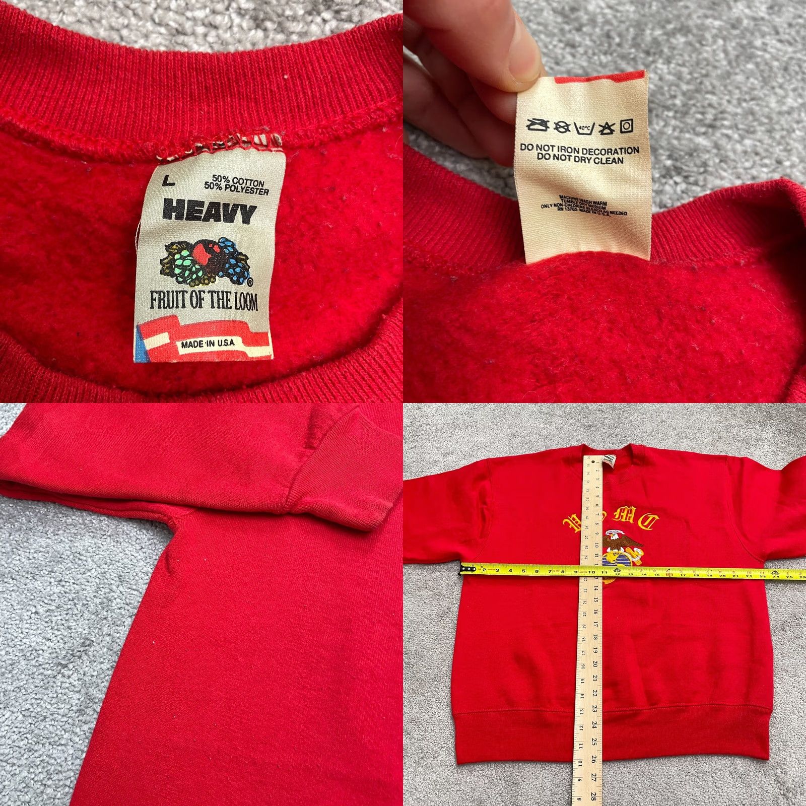 Fruit Of The Loom VINTAGE Fruit Of the Loom Sweatshirt Mens L Red United States Marine Corps Size US L / EU 52-54 / 3 - 8 Thumbnail