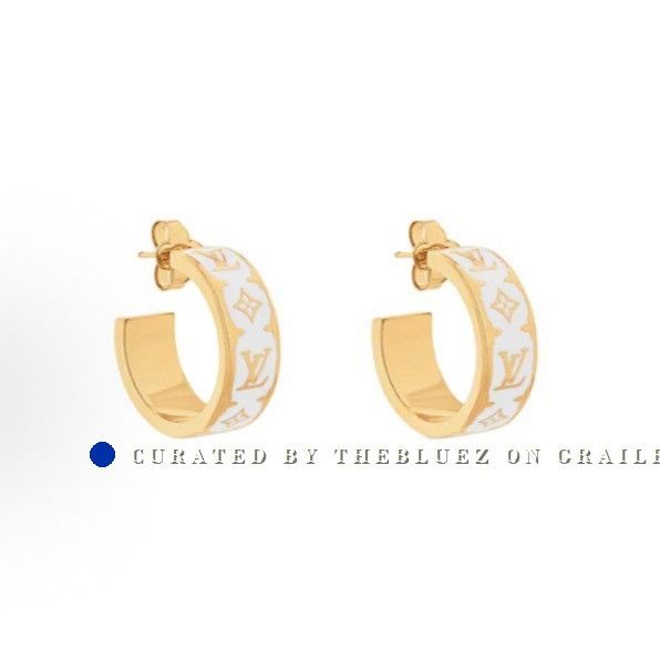 Louis Vuitton Louis Vuitton Inclusion White Enamel Earrings Size ONE SIZE - 1 Thumbnail