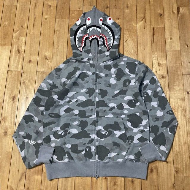 Bape BAPE Double Shark Full Zip Hoodie Gray Camo a bathing ape Size US XXL / EU 58 / 5 - 1 Thumbnail