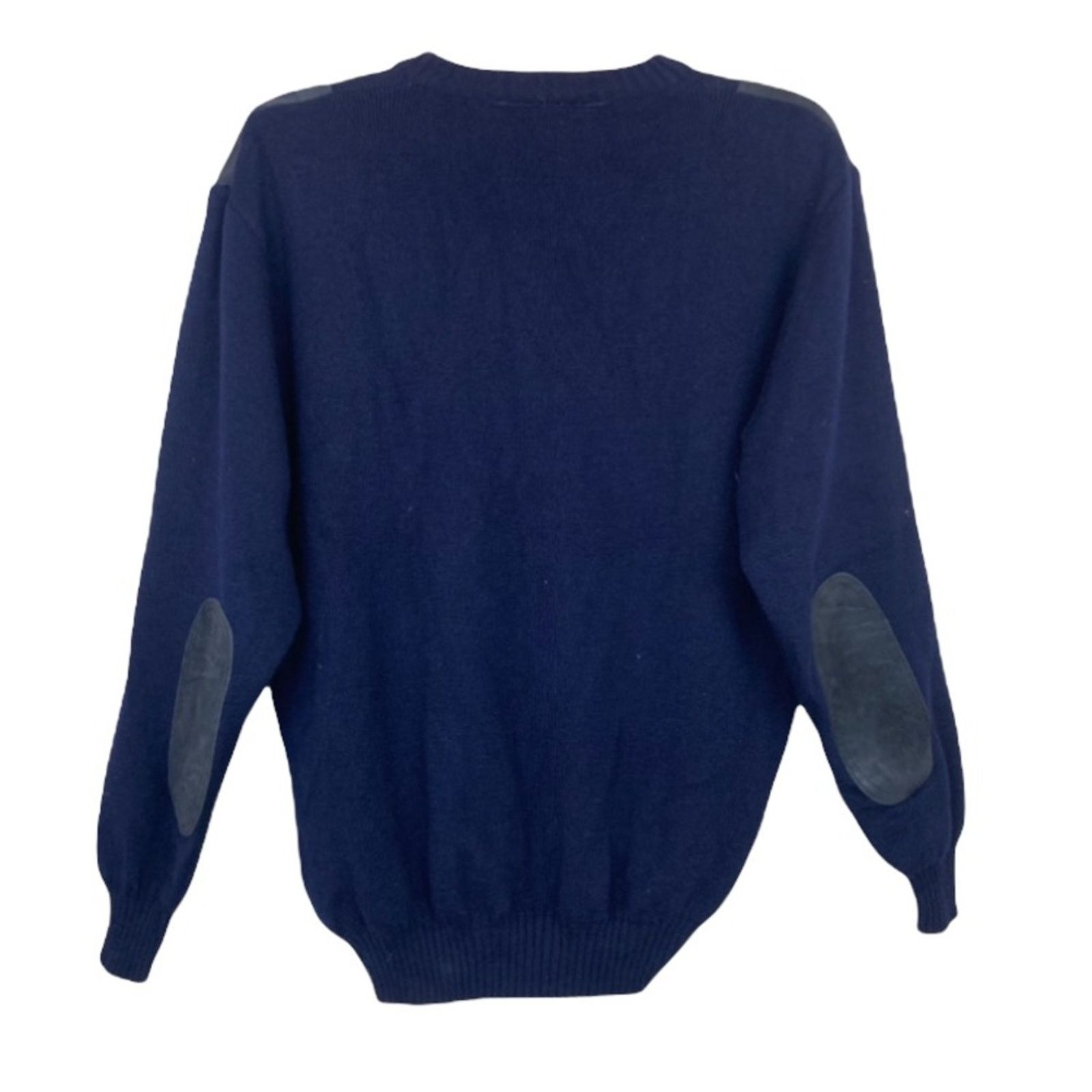 Barbour Barbour Navy Blue Wool Suede Leather Patch Sweater Sz M Size US M / EU 48-50 / 2 - 4 Thumbnail