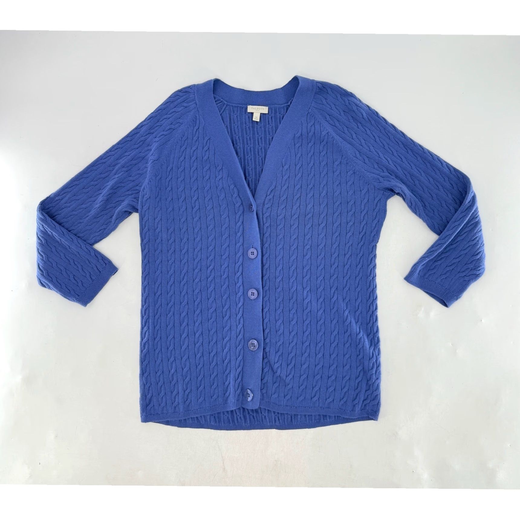 Talbots Talbots Cardigan Womens Blue Cable Knit V-Neck Button Front Sweater M Size M / US 6-8 / IT 42-44 - 4 Thumbnail