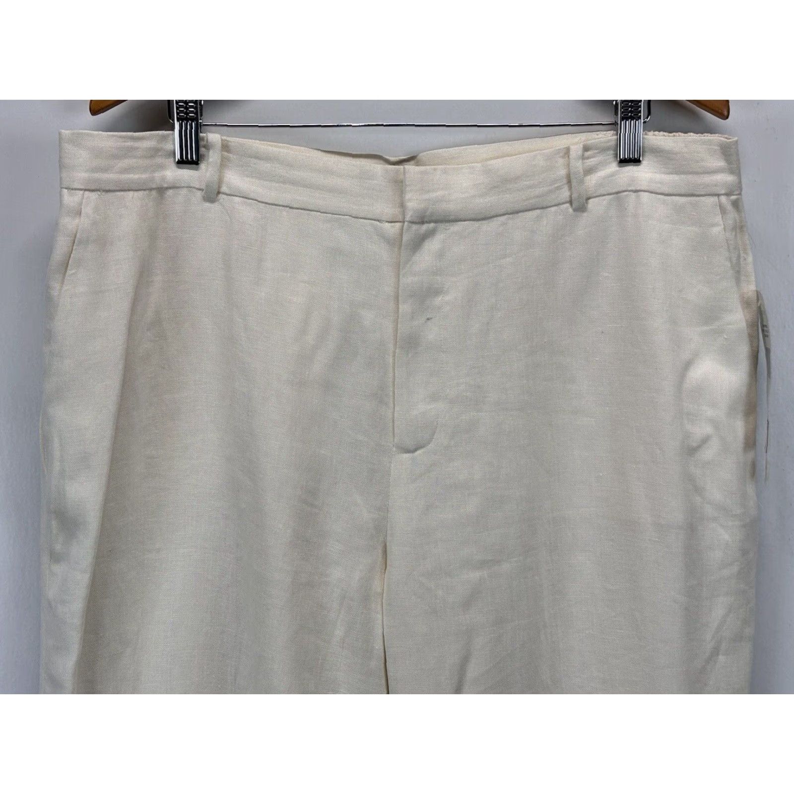 Ralph Lauren VINTAGE Lauren Ralph Lauren Linen Pants Women Plus 20W Ivory Flat Front Beach Dress Slacks Size 42" / US 20 - 2 Thumbnail