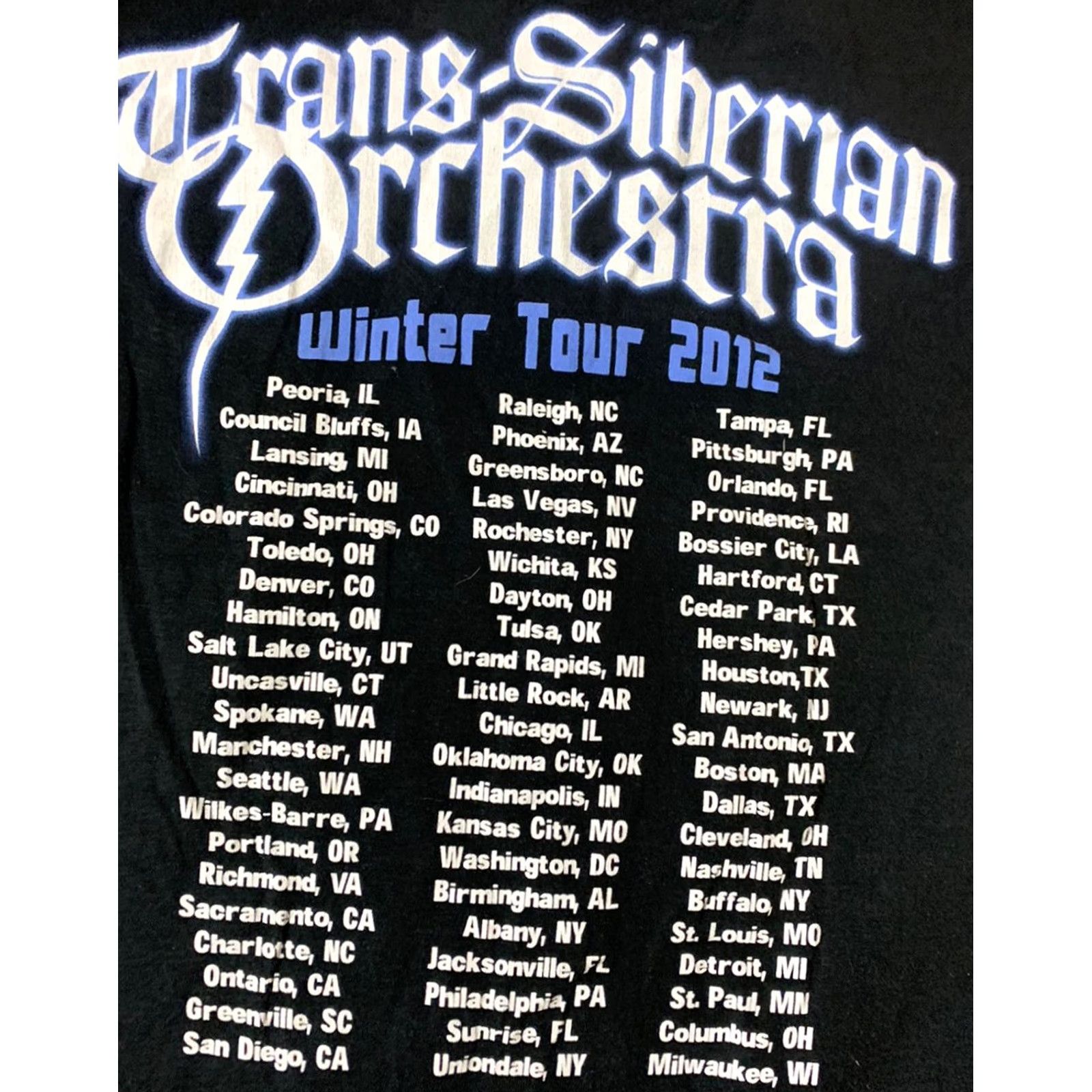 Hanes Trans Siberian Orchestra Winter Tour 2012 Black Graphic Tee Mens Medium Size US M / EU 48-50 / 2 - 4 Thumbnail