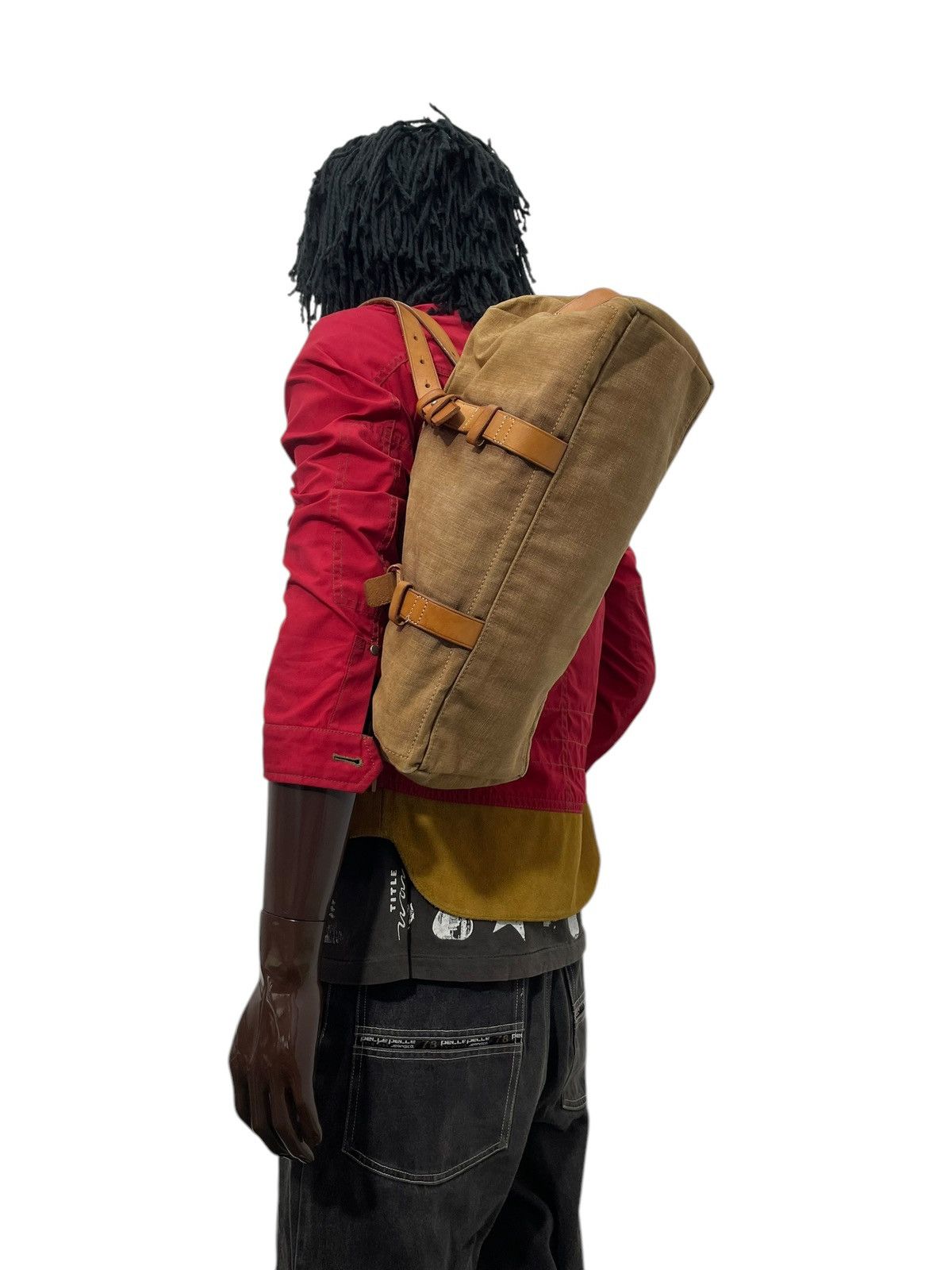 Genuine Leather Leather Cotton Canvas Lagasha Japan East/West Bag 1🟩5 Size ONE SIZE - 4 Thumbnail