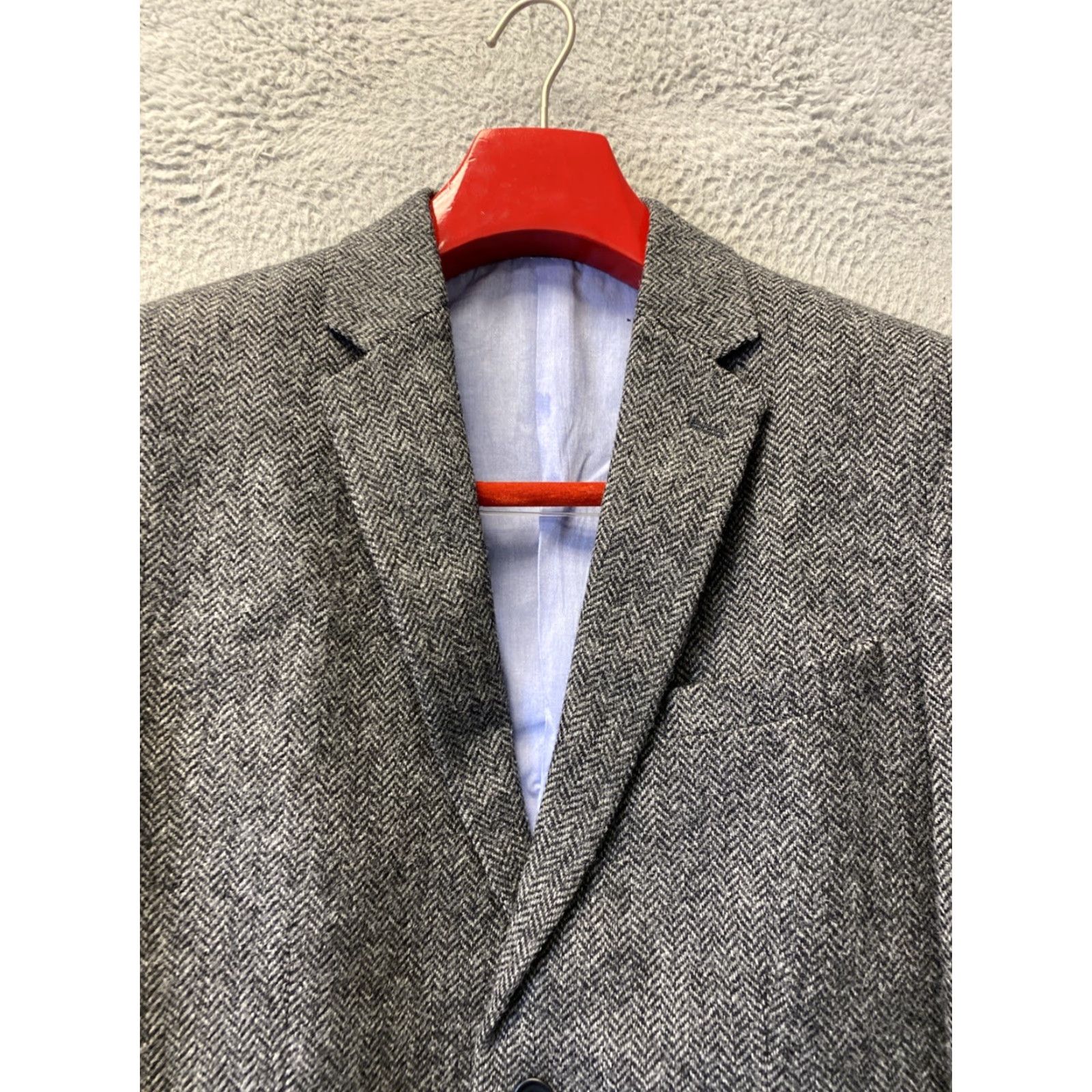H&M H&M Blazer Jacket Men 42R Wool Tweed Herringbone Single-Breasted 2-Button Gray Regular Jacket/Coat Size 42R - 2 Thumbnail