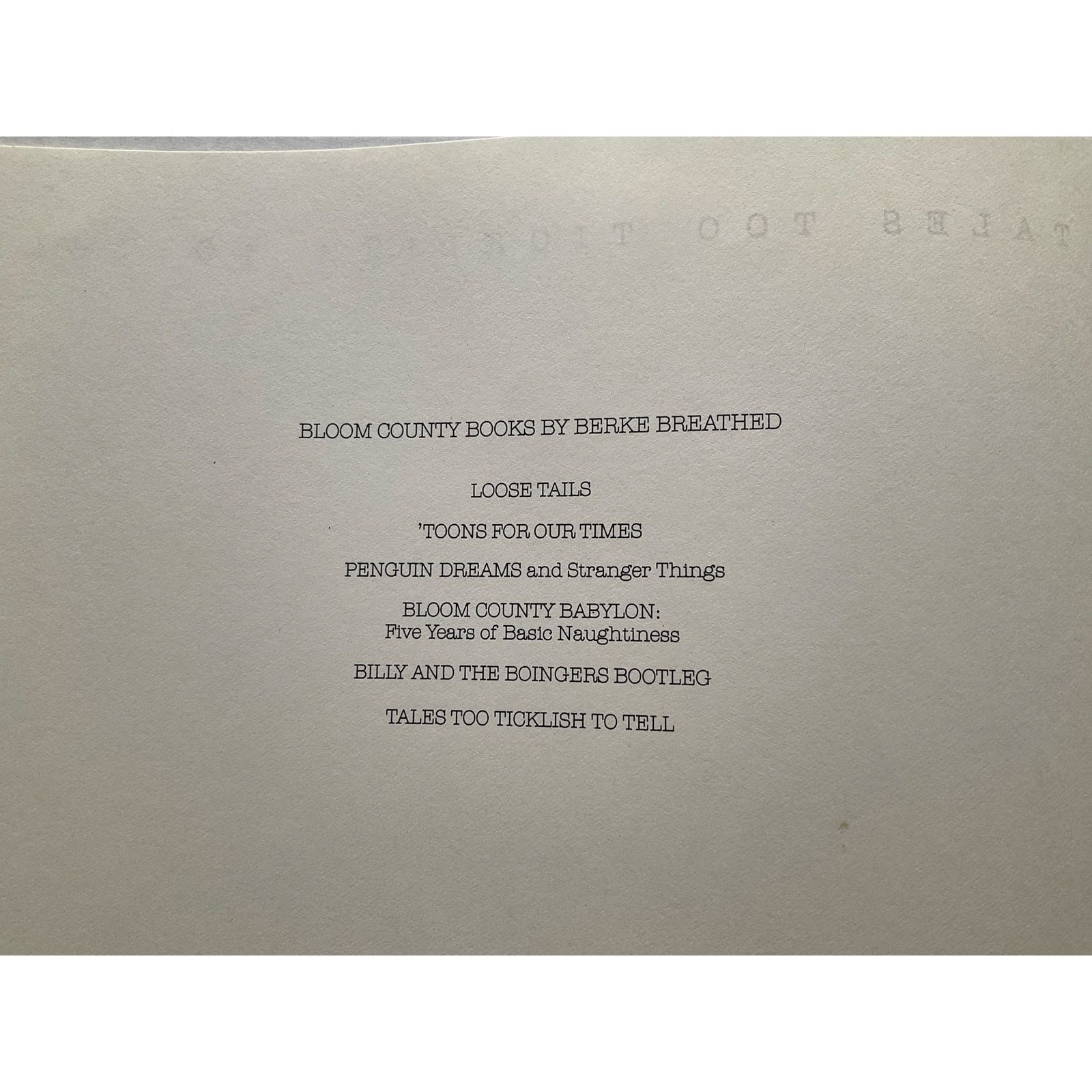 Other Bloom County Tales Too Ticklish To Tell Book Berke Breathed Size ONE SIZE - 3 Thumbnail