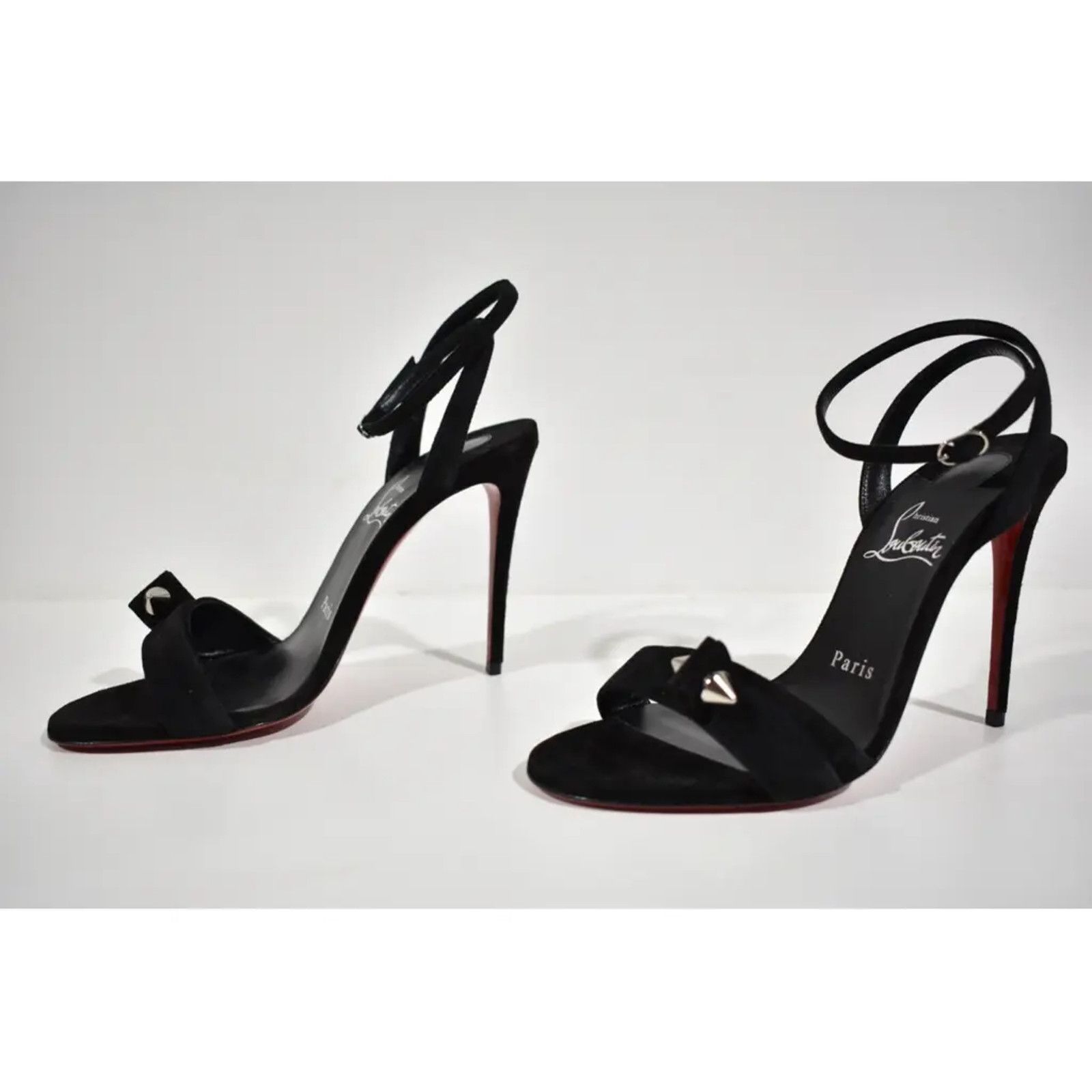 Christian Louboutin Umberta 100 Black Suede Ankle Strap Sandal Heel Pump 41 Size US 11 / IT 41 - 9 Thumbnail