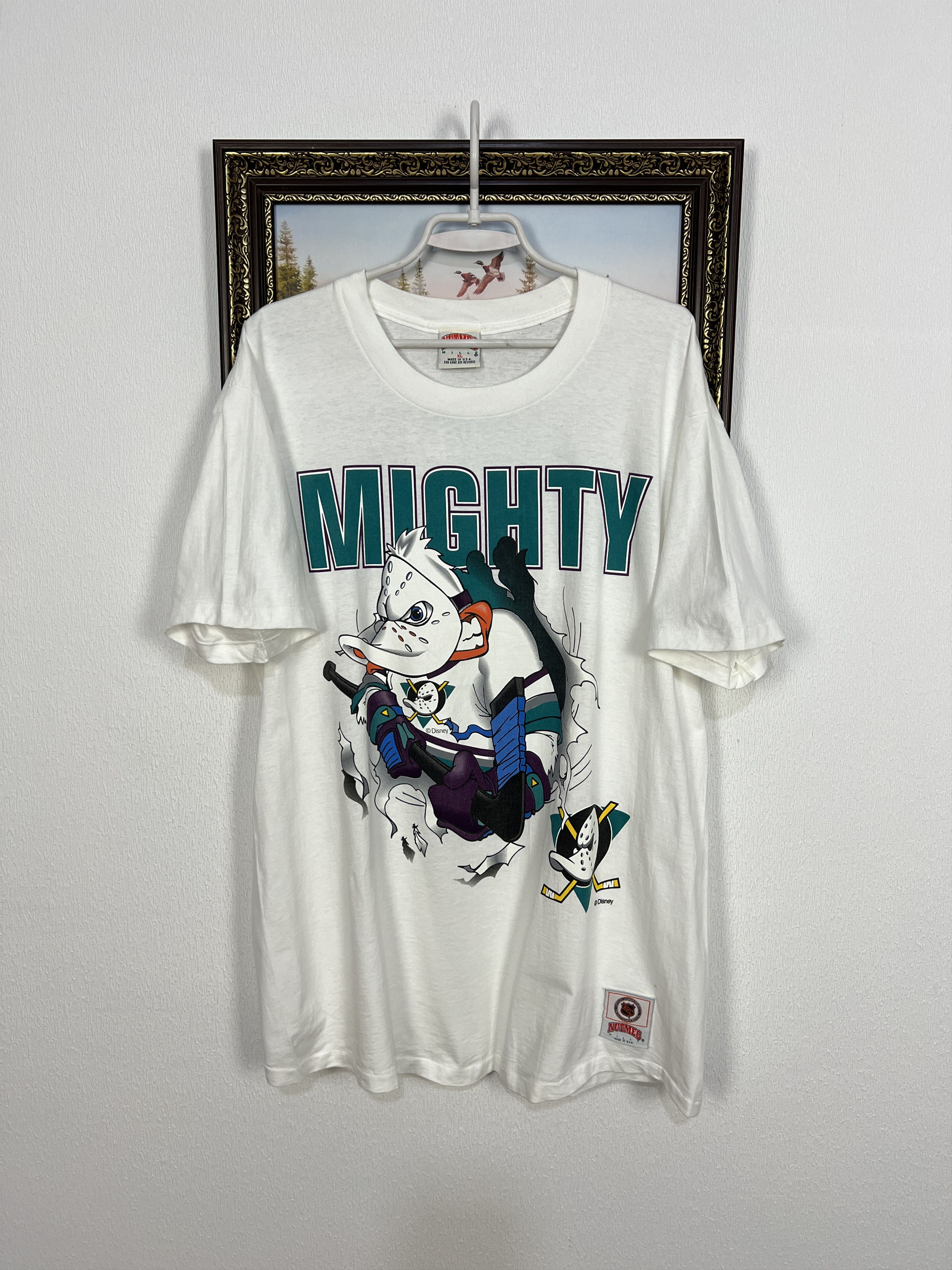 Nutmeg Vintage 90's Mighty Ducks NHL Hockey Shirt Nutmeg Over Print Size US XL / EU 56 / 4 - 1 Thumbnail