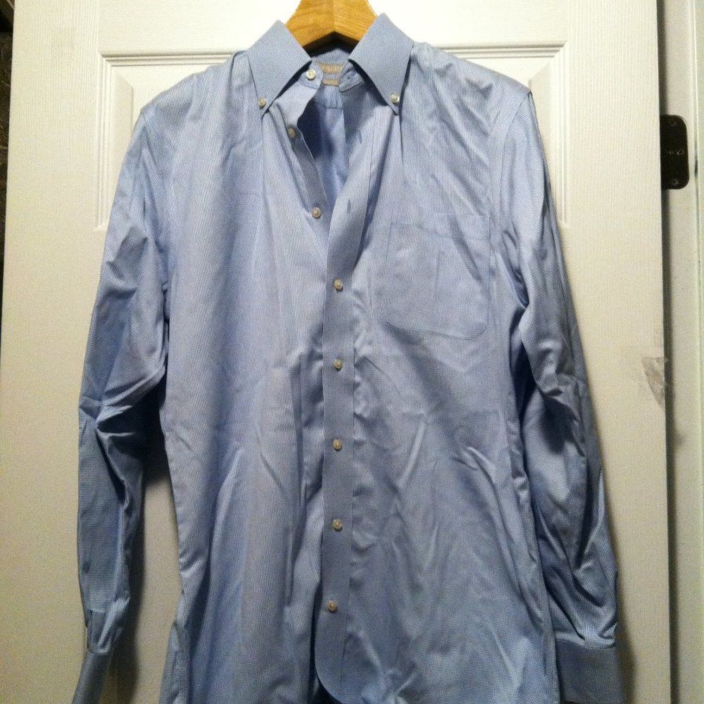 Nordstrom NORDSTROM MEN'S BLUE 100%COTTON DRESS SHIRT SIZE: 15 1/2-34 Size US M / EU 48-50 / 2 - 4 Thumbnail