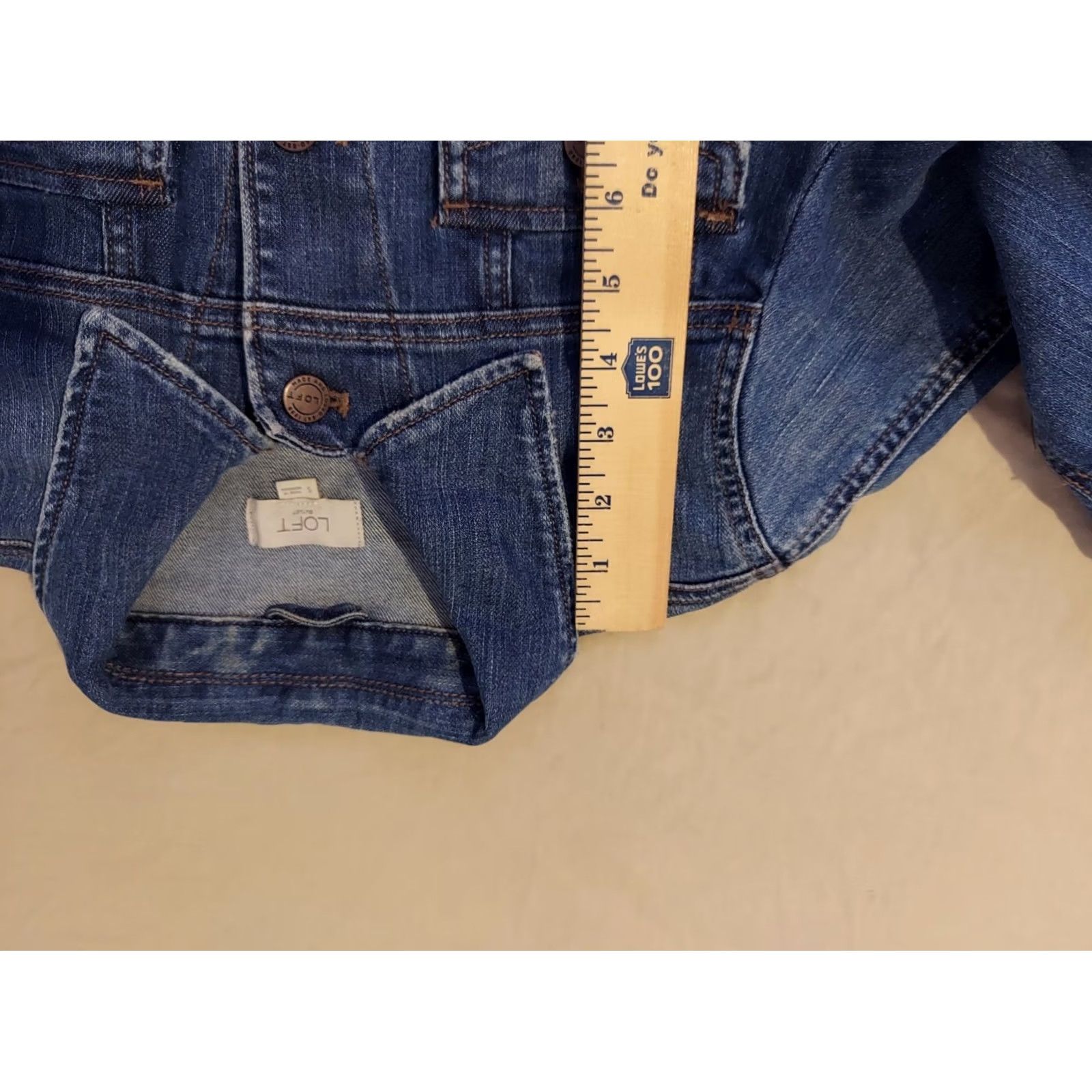 Ann Taylor VINTAGE Ladies Ann Taylor Loft Denim Jacket S Small Blue Jean Womens Jacket Regular Cotton Denim Modern Classic Spring Fall Winter Size 28" / US 6 / IT 42 - 4 Thumbnail