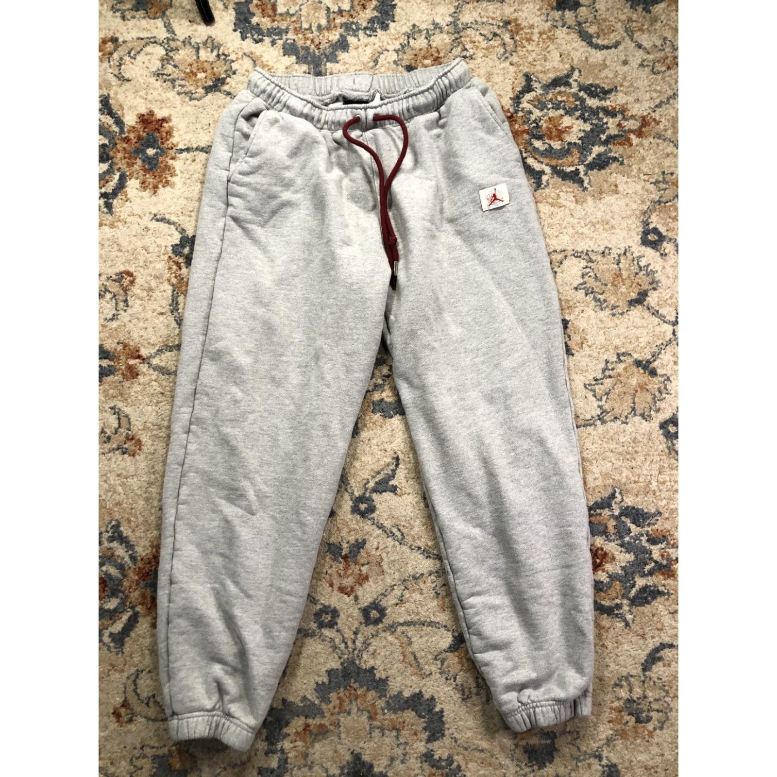 Jordan Brand Jordan Jogger Pants Mens S Gray French Terry Sweatpants Cuffed Zip Pocket Pockets Jumpman Logo Size US 29 - 2 Thumbnail