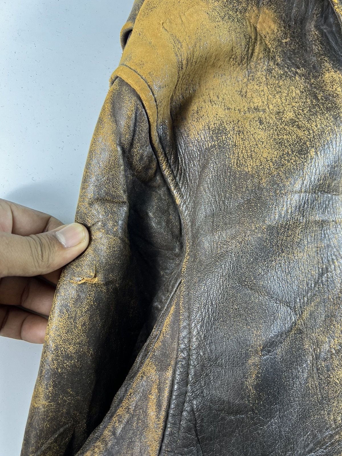 Leather 🔥 FLIGHT JACKET USA TYPE A-2 FLYER LEATHER - L Size US M / EU 48-50 / 2 - 5 Thumbnail